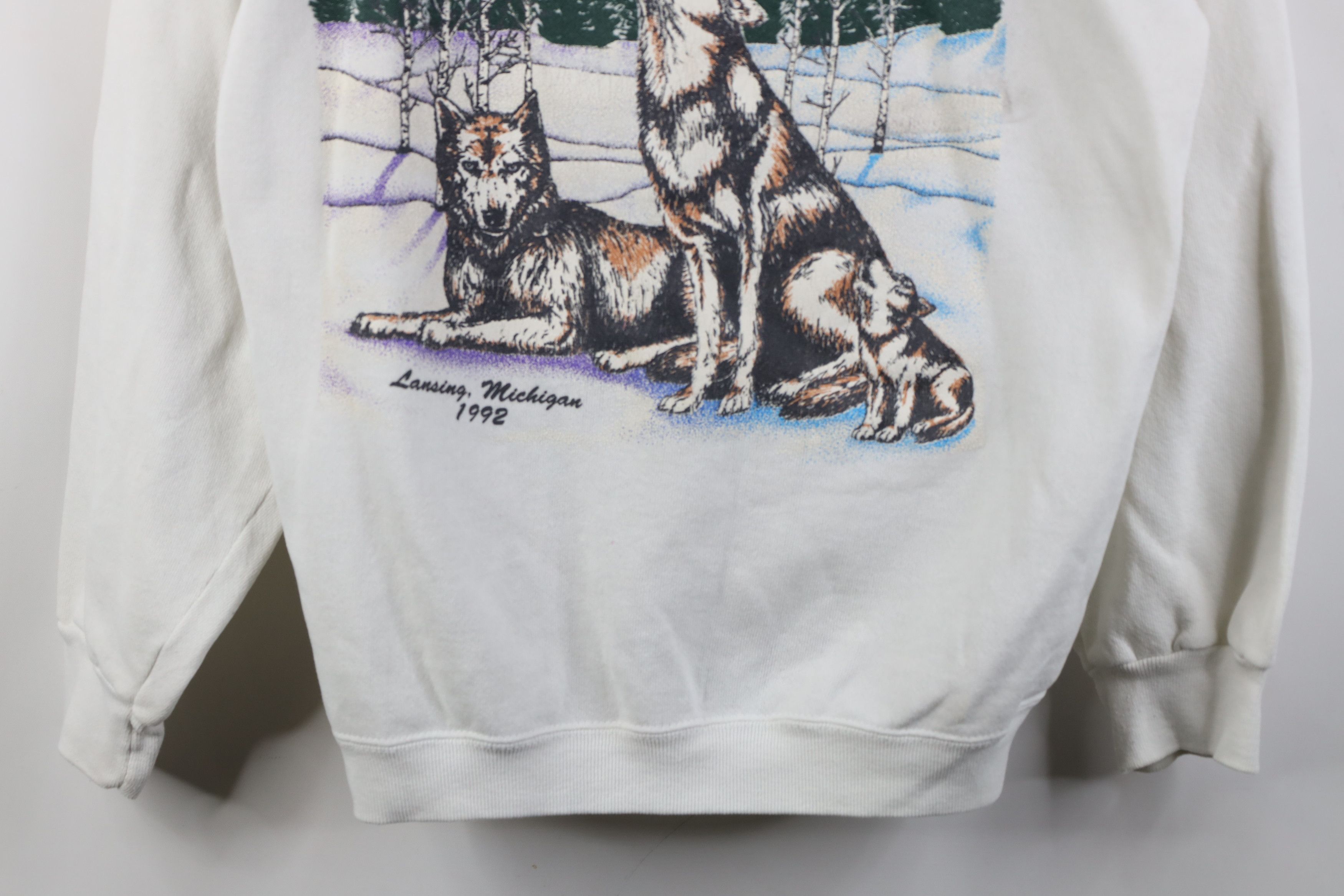 Vintage Vintage 90s Streetwear Michigan Wolf Nature Sweatshirt USA Size XL / US 12-14 / IT 48-50 - 3 Thumbnail