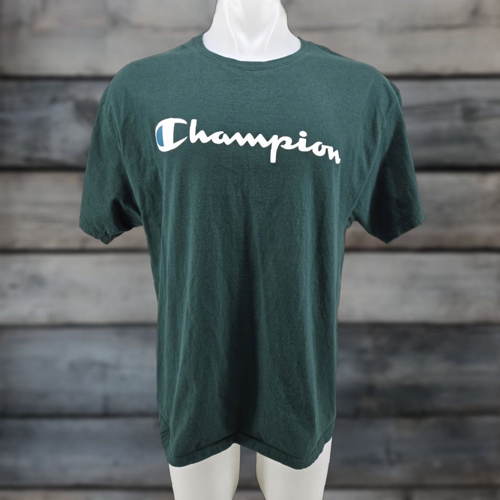 Champion Champion T Shirt Green Short Sleeve Logo Spell Out Men's XL Size US XL / EU 56 / 4 - 1 Thumbnail
