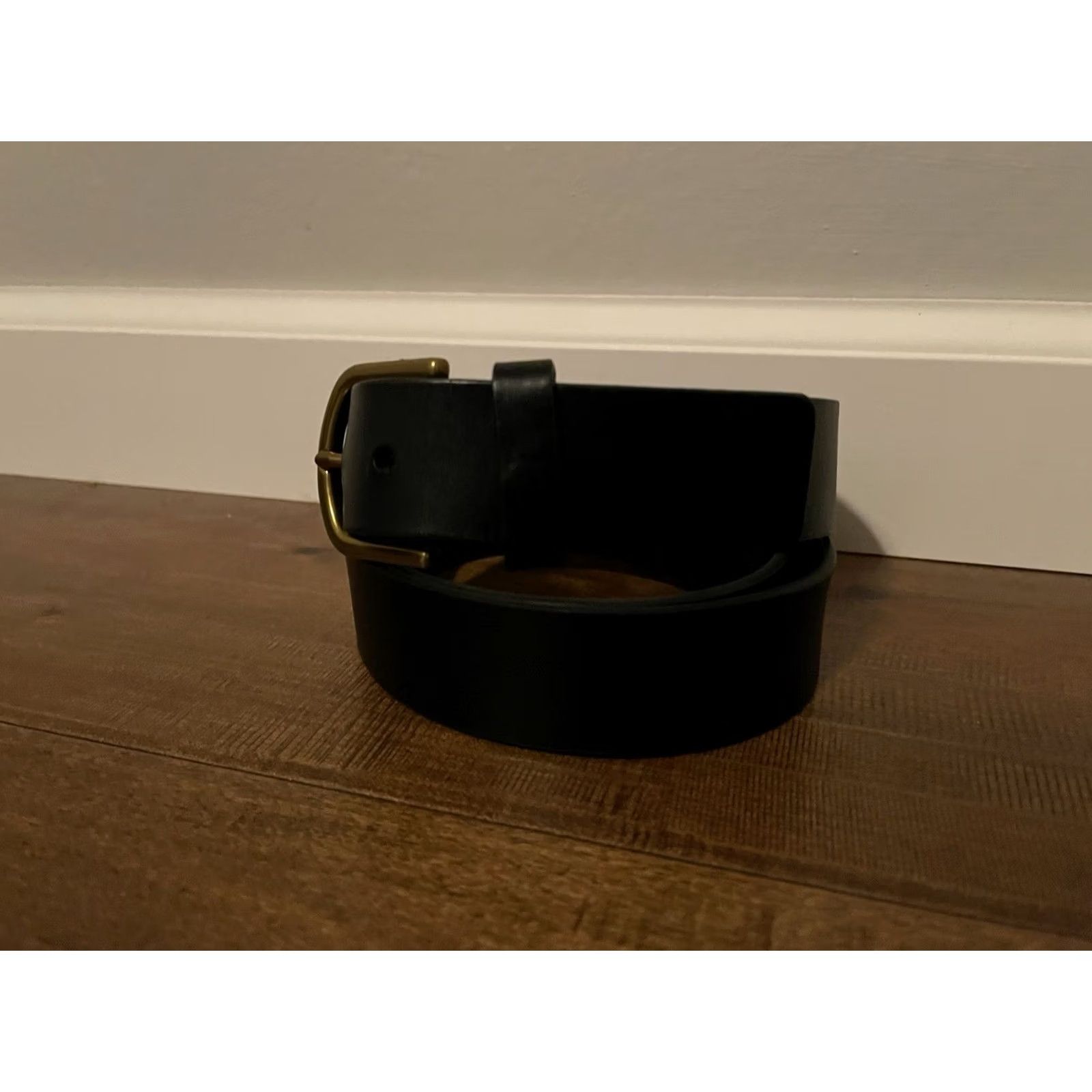 Fossil Fossil Belt Black Leather Gold Tone Buckle 1.5" XL Men's XLarge Dress Belt Size ONE SIZE - 3 Thumbnail