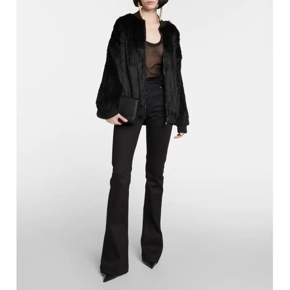 Tom Ford o1loc1c1124 FL0013 Viscose Fake Fur Bomber Jacket Black Size XS / US 0-2 / IT 36-38 - 2 Thumbnail