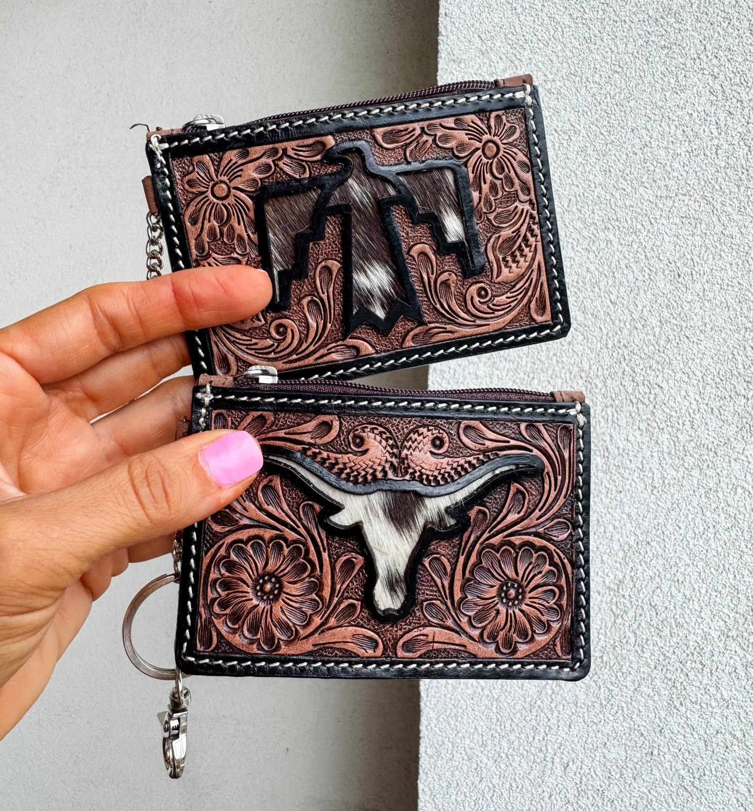 Other Longhorn Freebird Western Cowhide Leather Keychain Wallet Size ONE SIZE - 1 Thumbnail