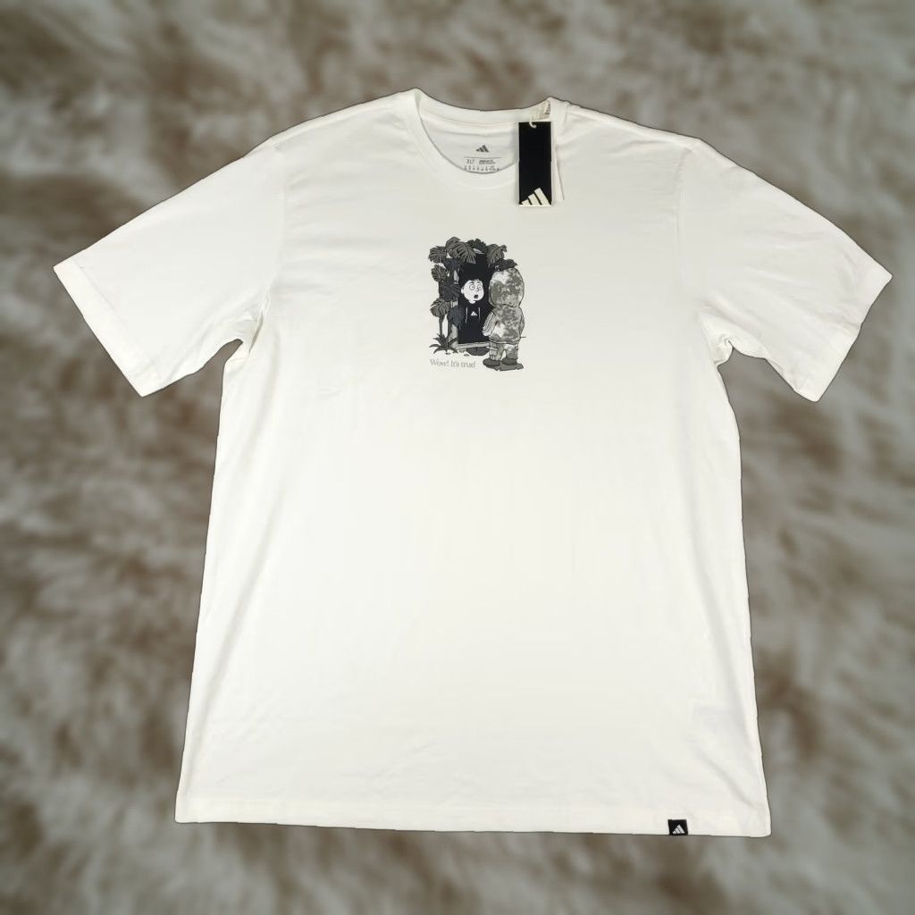 Adidas adidas T Shirt Mens XLT White Graphic Casual Short Sleeve Adult Regular Big & Tall Mens White Graphic Print Logo Vintage No Size US XL / EU 56 / 4 - 1 Thumbnail