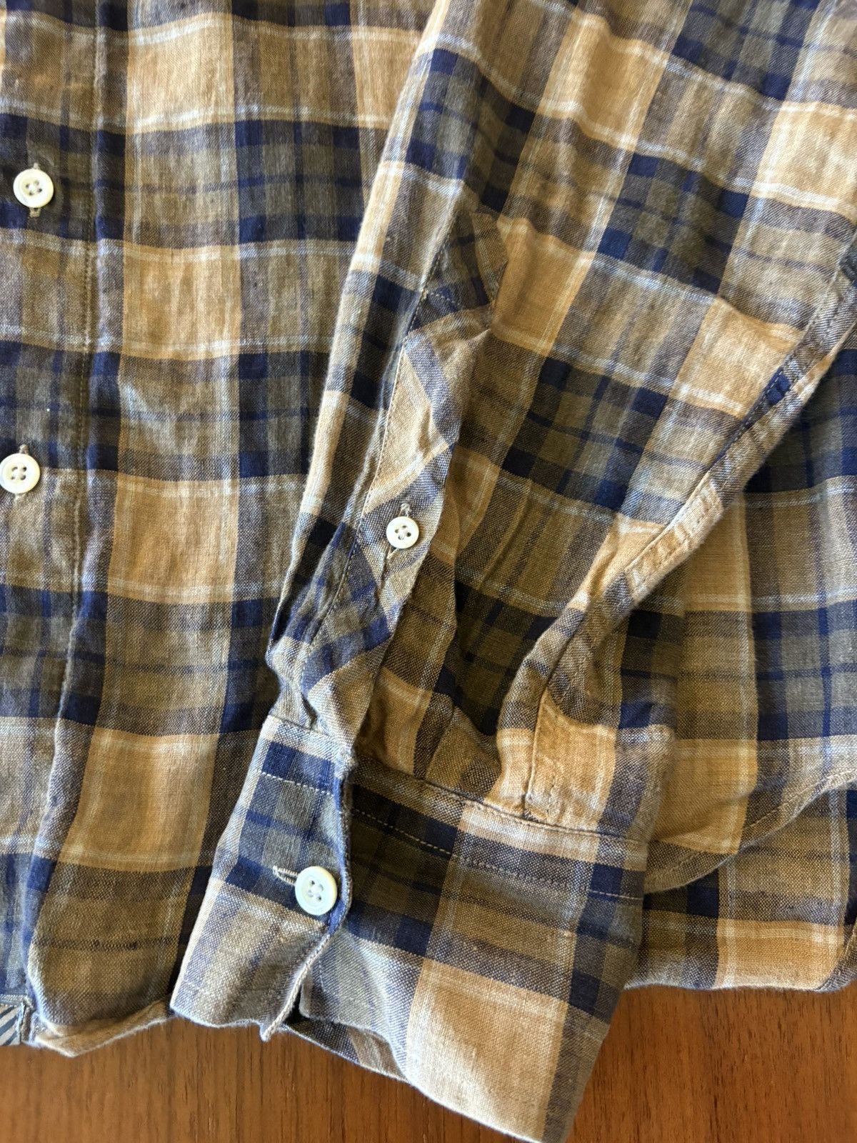 Billy Reid BILLY REID LINEN PLAID SHIRT MEDIUM Size US M / EU 48-50 / 2 - 2 Thumbnail