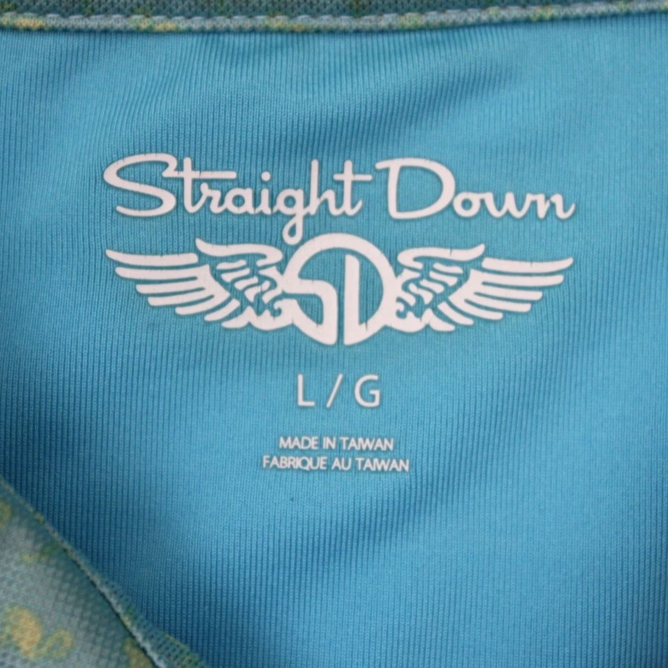 Vintage Straight Down Polo Shirt Mens Large Blue/Yellow Geometric S/S Golf Stretch Size US L / EU 52-54 / 3 - 6 Thumbnail