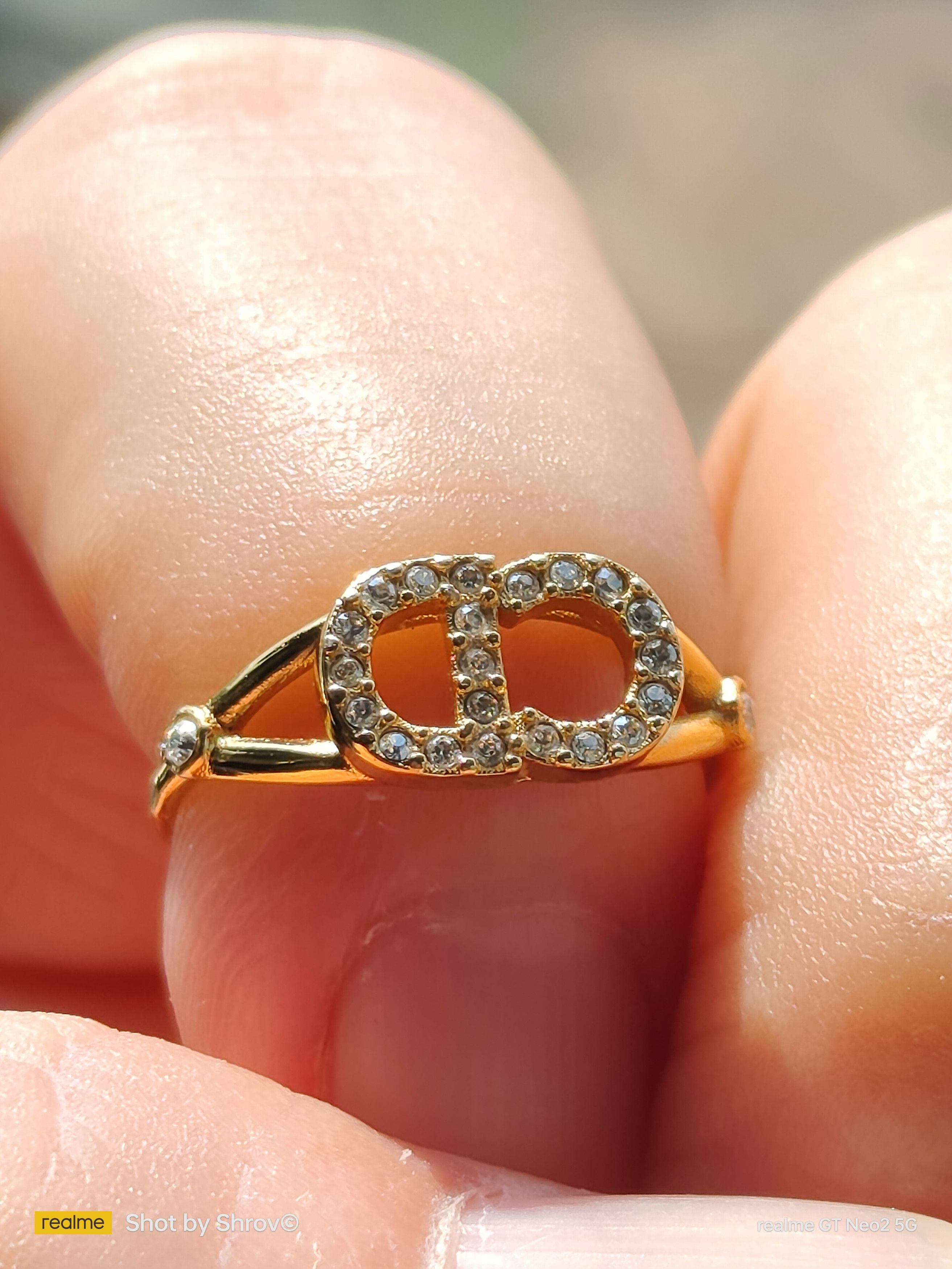 Dior DIOR Clair D Lune Ring Gold-Finish Metal and White Crystals Size ONE SIZE - 4 Thumbnail
