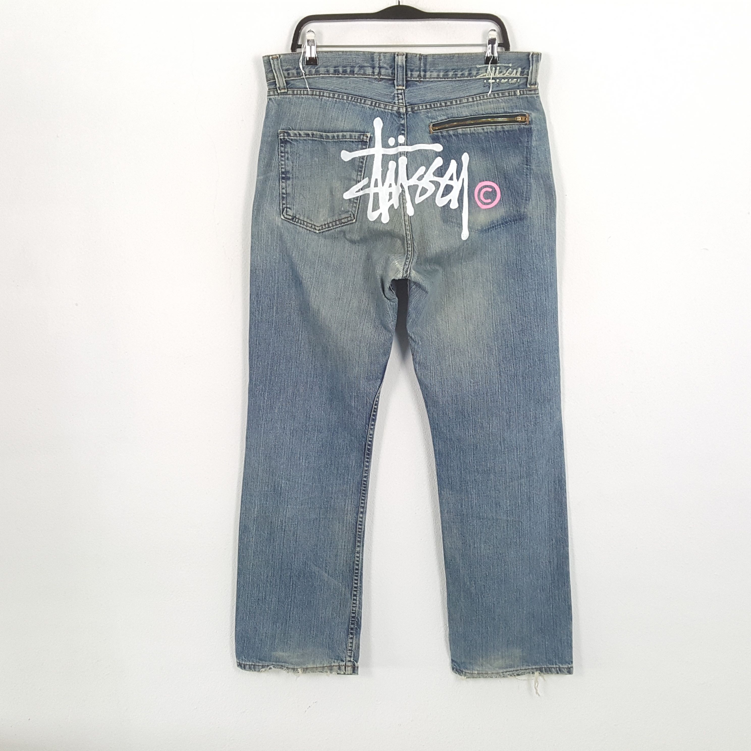 Stussy STUSSY Streetwear Skateboard Style Custom Art Jeans Size US 35 - 1 Thumbnail