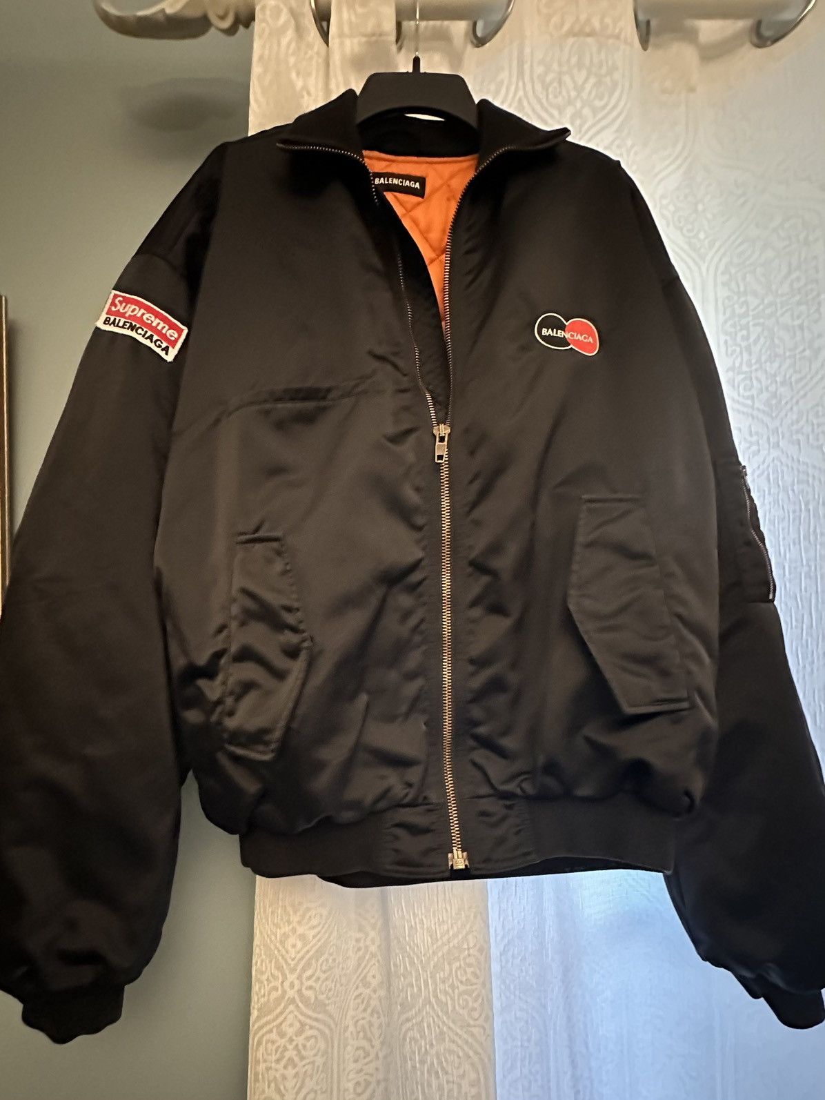 Balenciaga Balenciaga Mens Bomber Jacket with Orange Lining Size US S / EU 44-46 / 1 - 16 Thumbnail