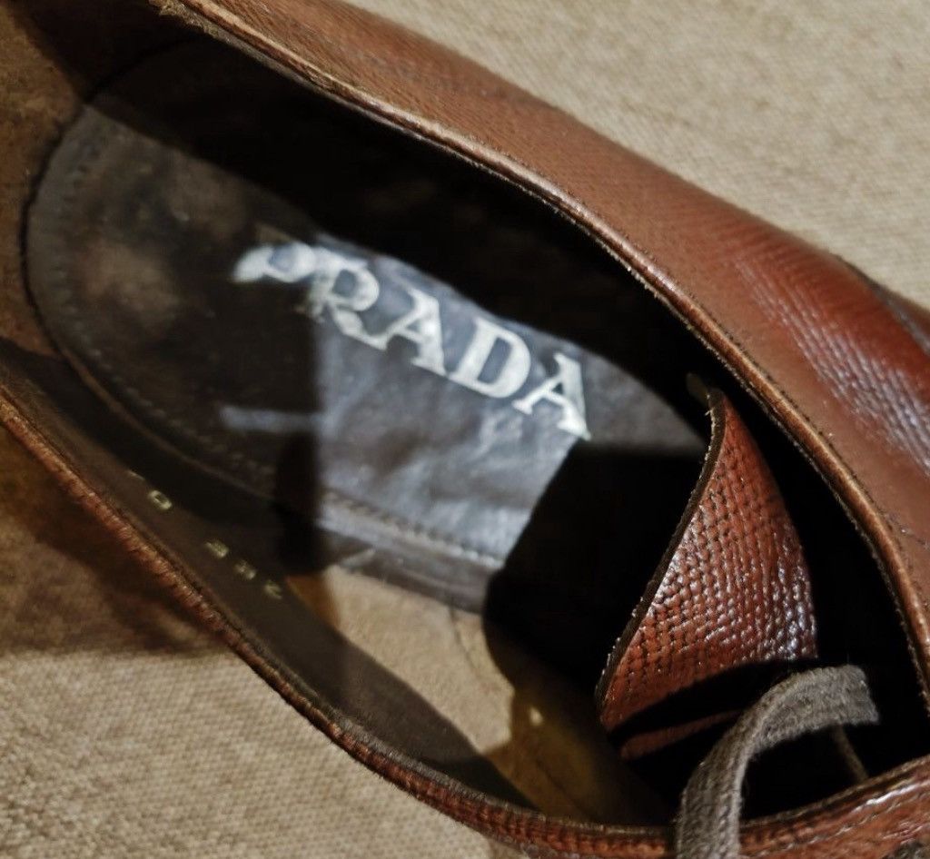 Prada PRADA Saffiano Leather Brown Derby Shoes Vintage shoes boots Size US 9 / EU 42 - 5 Thumbnail