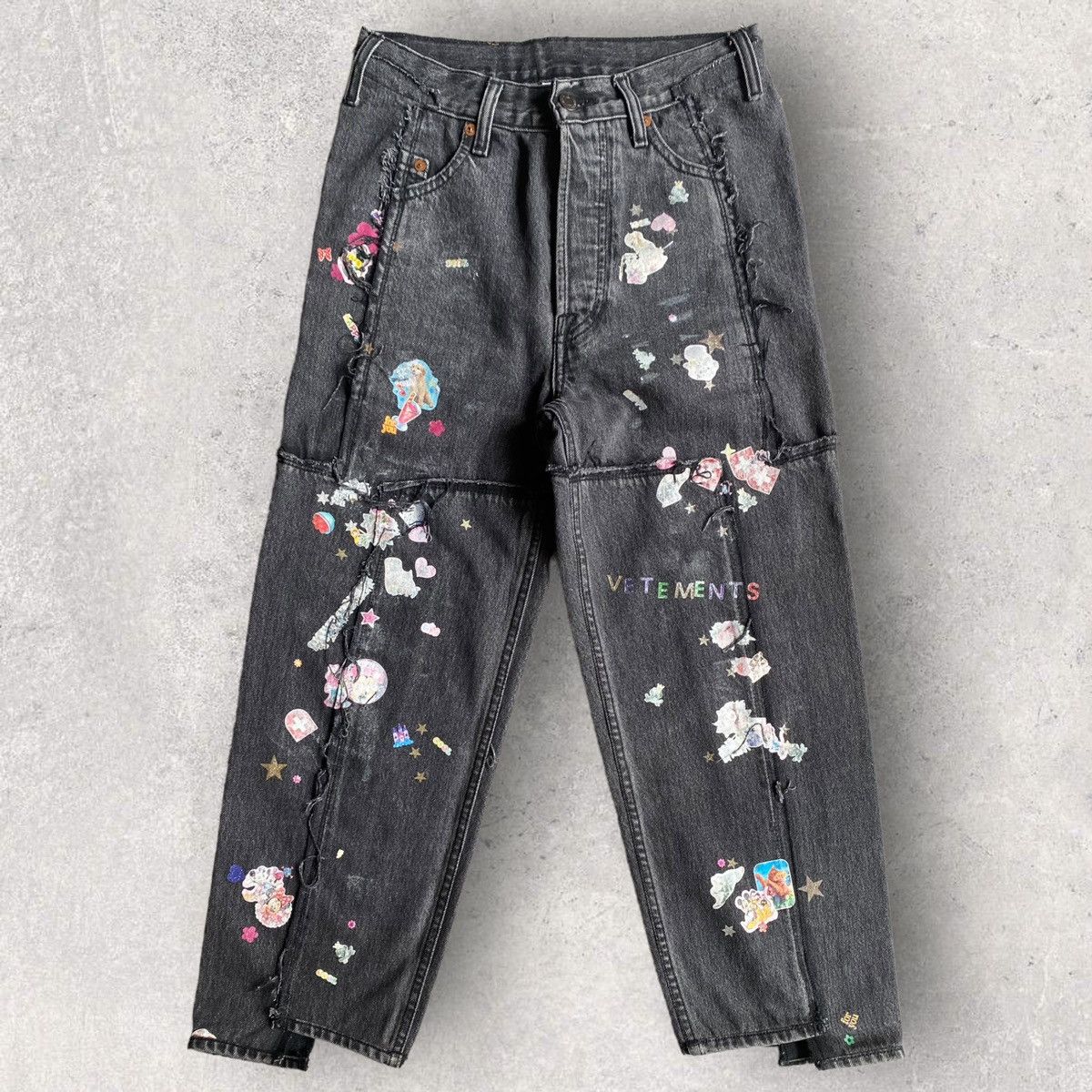 Deconstructed Sticker Jeans
