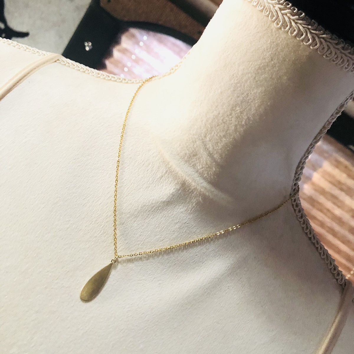 Handmade Handcrafted salvaged gold plated raindrop pendant necklace Size ONE SIZE - 1 Thumbnail