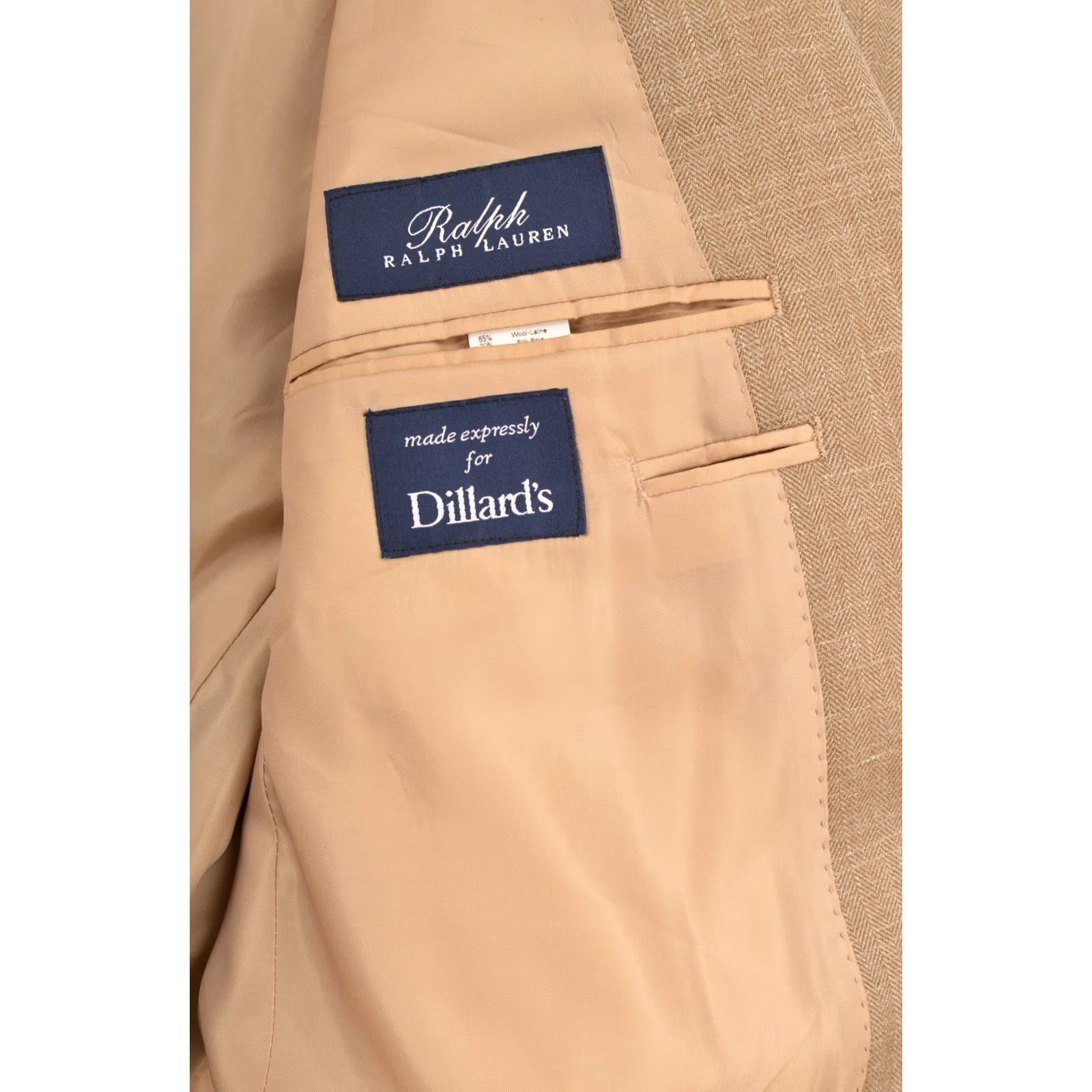 Ralph Lauren Ralph Lauren Blazer Wool Blend Herringbone Beige 44R Men Canada Made in Canada Size 44R Wool Blend Herringbone Blazer Mens Size 44R - 6 Thumbnail