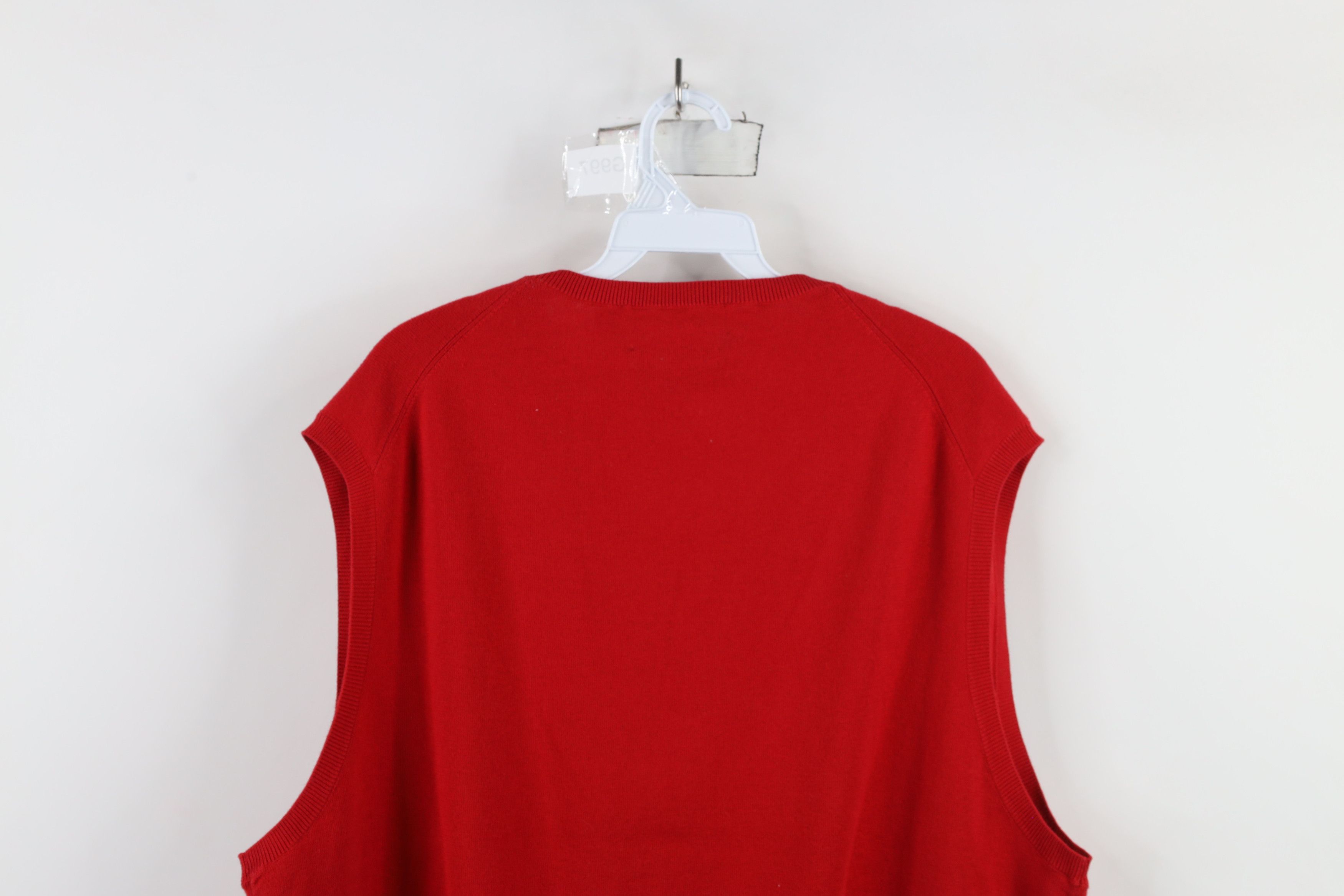 Ralph Lauren × Vintage Vintage Ralph Lauren Cotton Knit Sleeveless Sweater Vest Red Size US XXL / EU 58 / 5 - 9 Thumbnail