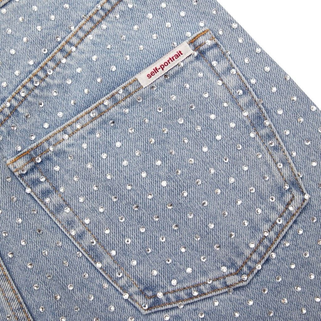 Self-Portrait NWT Self-Portrait Blue Rhinestone Wide-Leg Jeans Size 27 Size 27" / US 4 / IT 40 - 16 Thumbnail