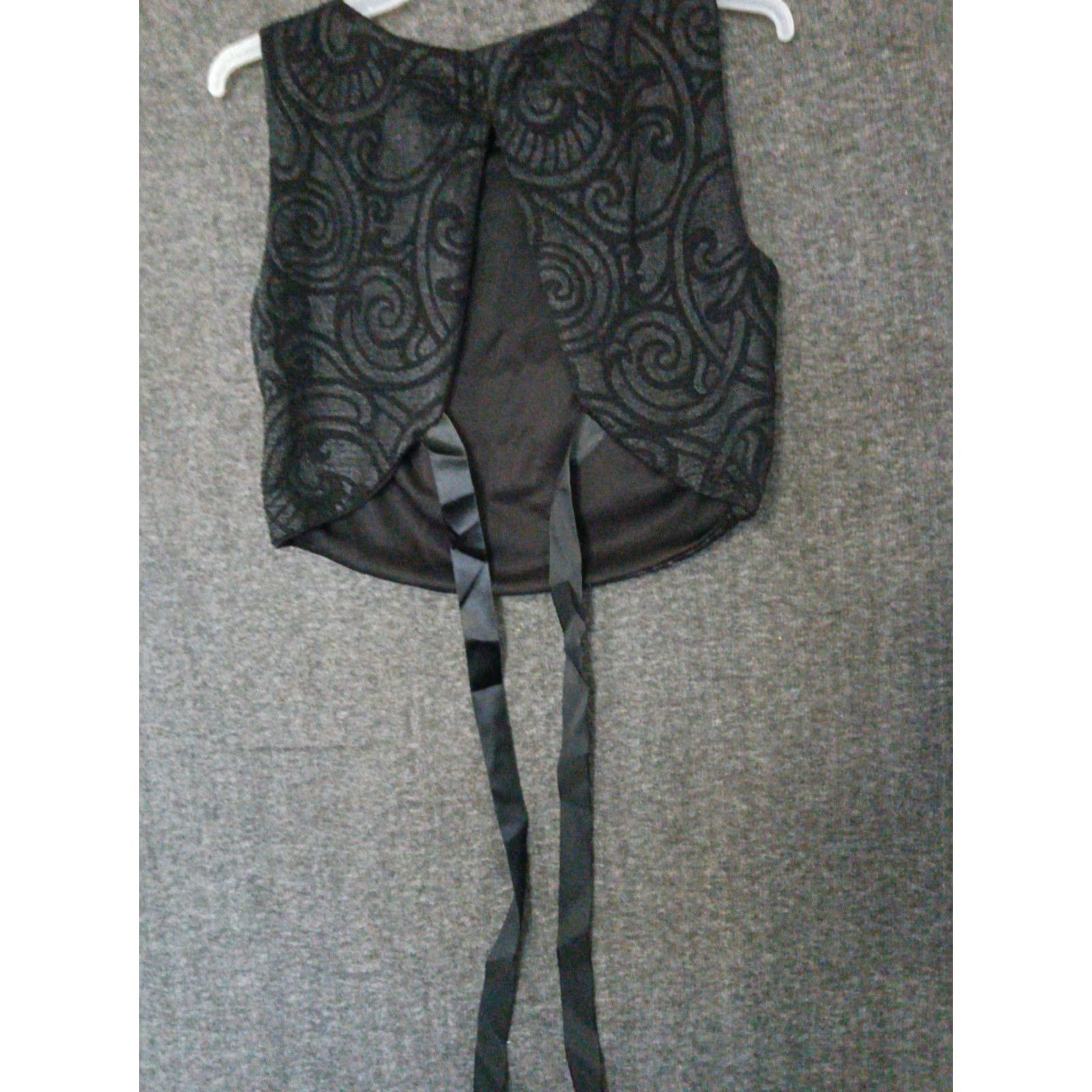 Vintage Codigo Paisley Black Sleeveless Back Tie Formal Crop Top S Size S / US 4 / IT 40 - 5 Thumbnail