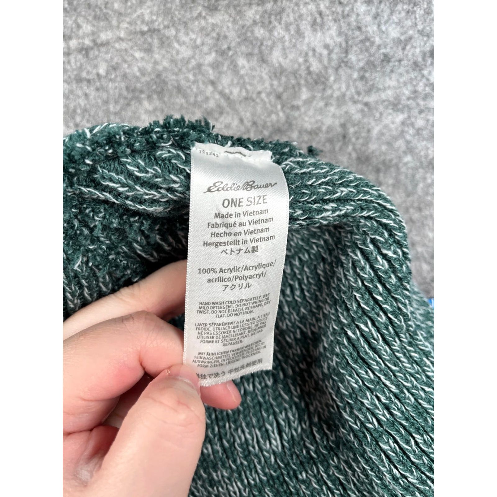 Eddie Bauer Eddie Bauer Hat Adult One Size Green White Beanie Toque Knit Acrylic Camp Hike Ski Size ONE SIZE - 7 Thumbnail