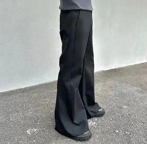 Japanese Brand VIBE Cotton Embroidery Baggy Black Flare Pants Size US 32 / EU 48 - 2 Thumbnail