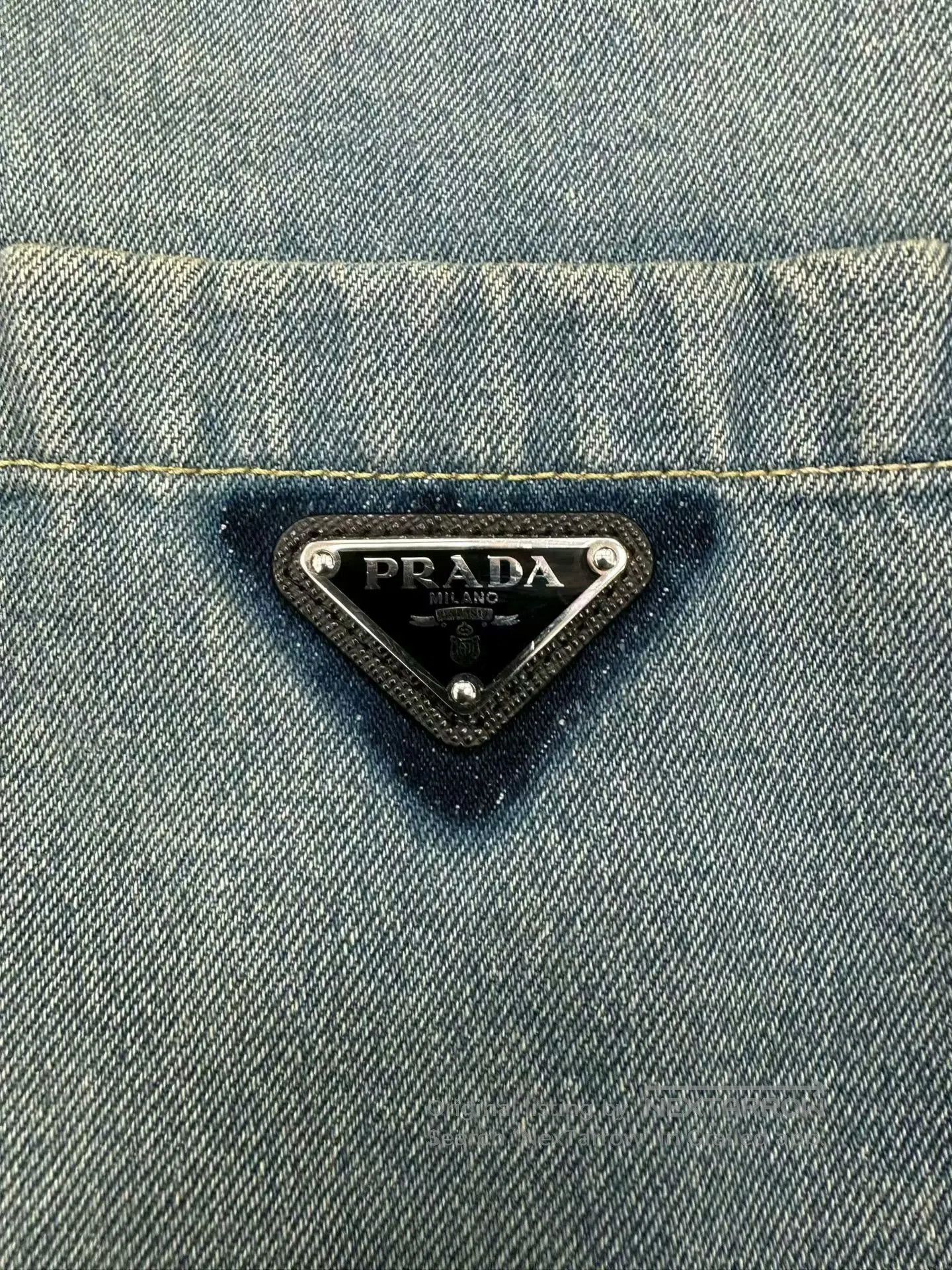 Prada prada washed denim jacket with logo triangle. Size US XL / EU 56 / 4 - 3 Thumbnail