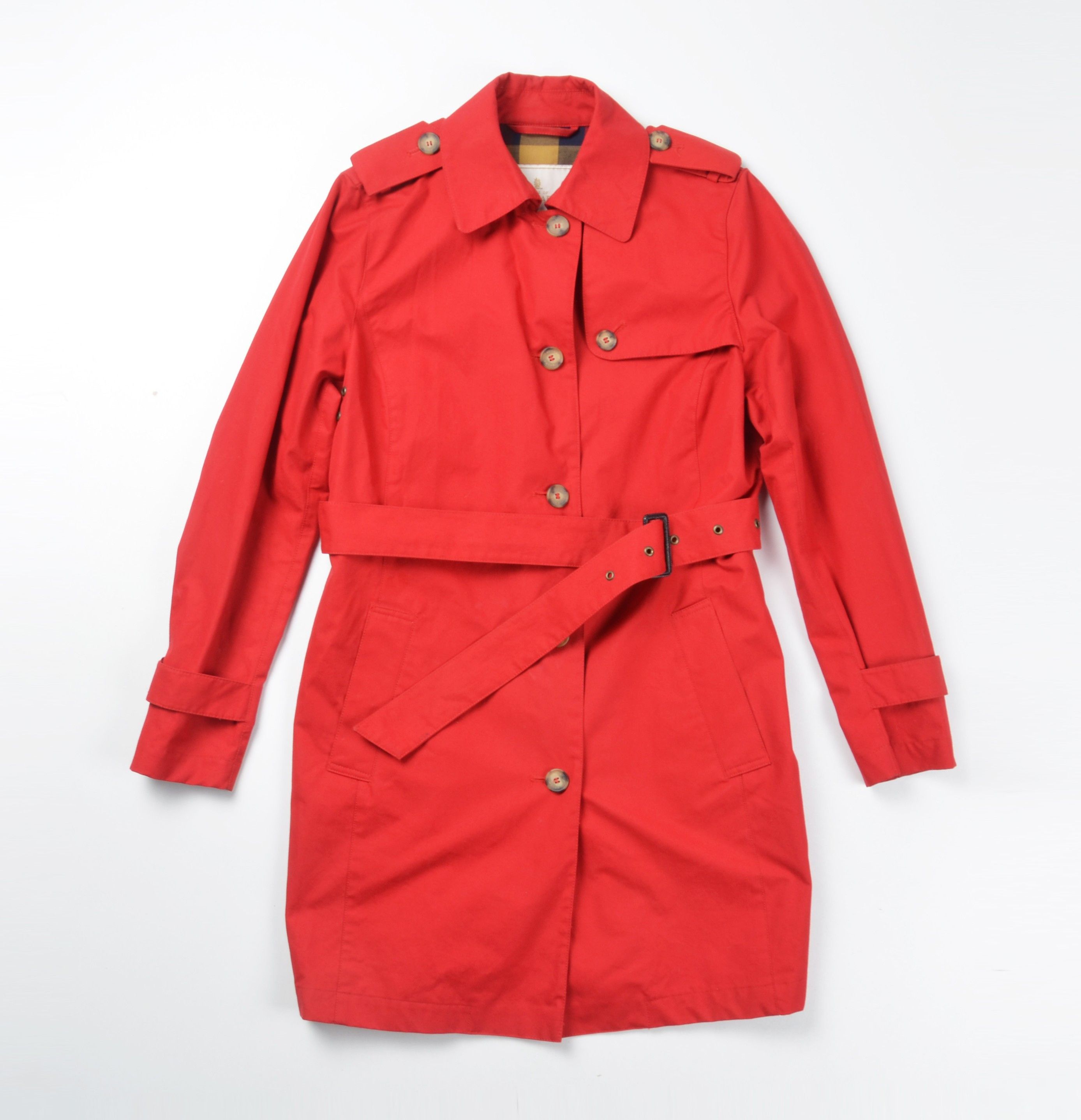 Other House Of Bruar Waxed Cotton Red Belted Trench Coat Size M / US 6-8 / IT 42-44 - 4 Thumbnail