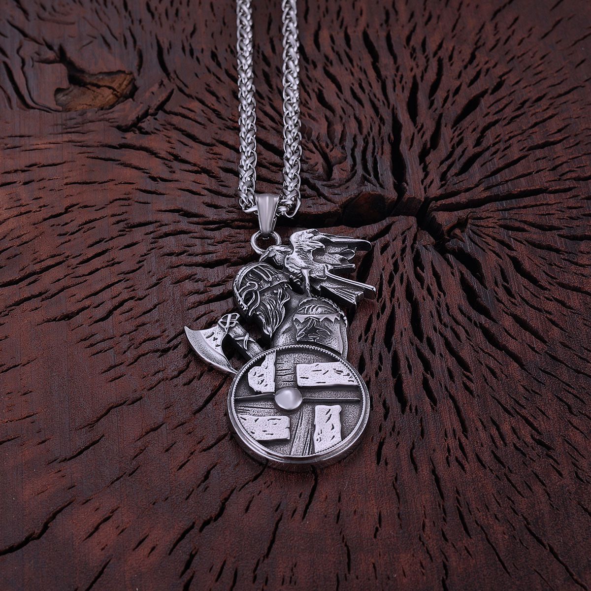Jewelry × Vintage 23" Vikings Warrior Shield Axe Sparta Steel Nordic Necklace Size ONE SIZE - 3 Thumbnail