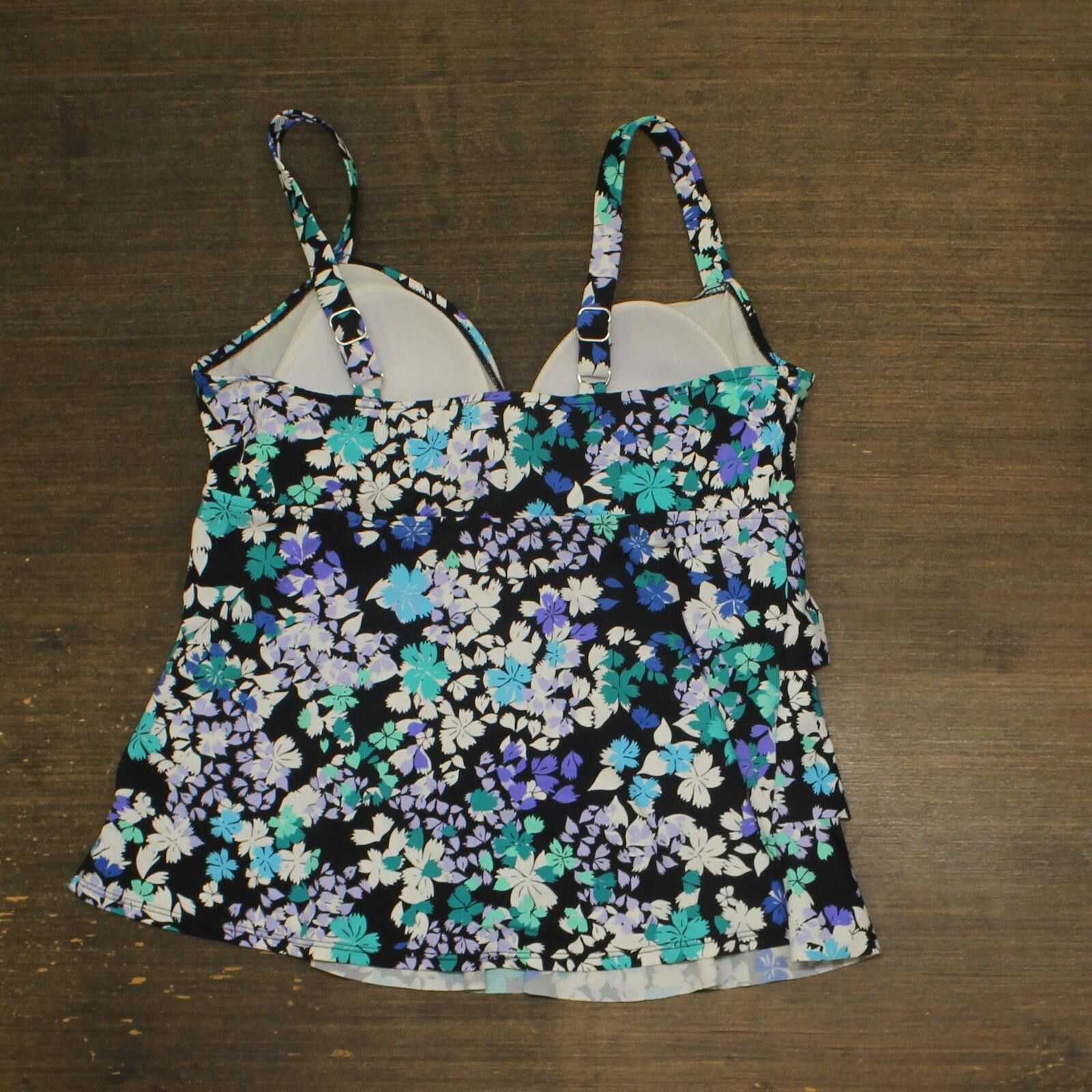 Other Swim Solutions Stretch Tankini Swim Top Black Blue Multi 18 Size ONE SIZE - 2 Thumbnail