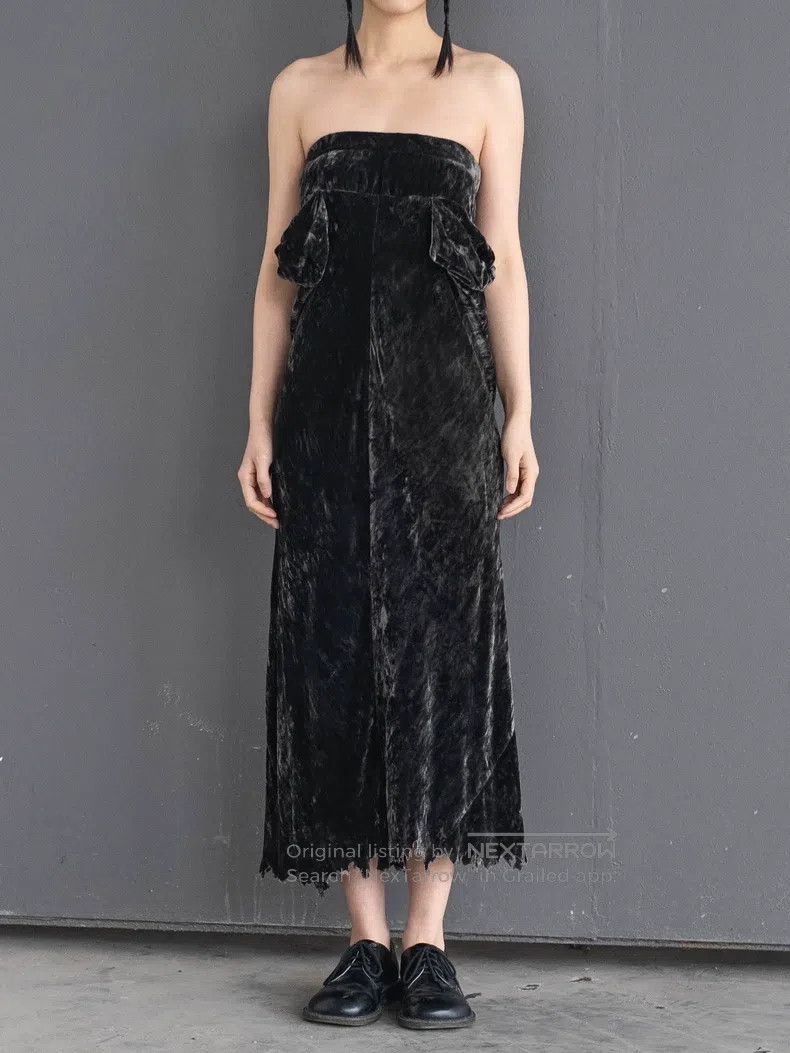 Junya Watanabe Junya Watanabe size M Grey ripped velvet skirt Size 23" - 1 Thumbnail