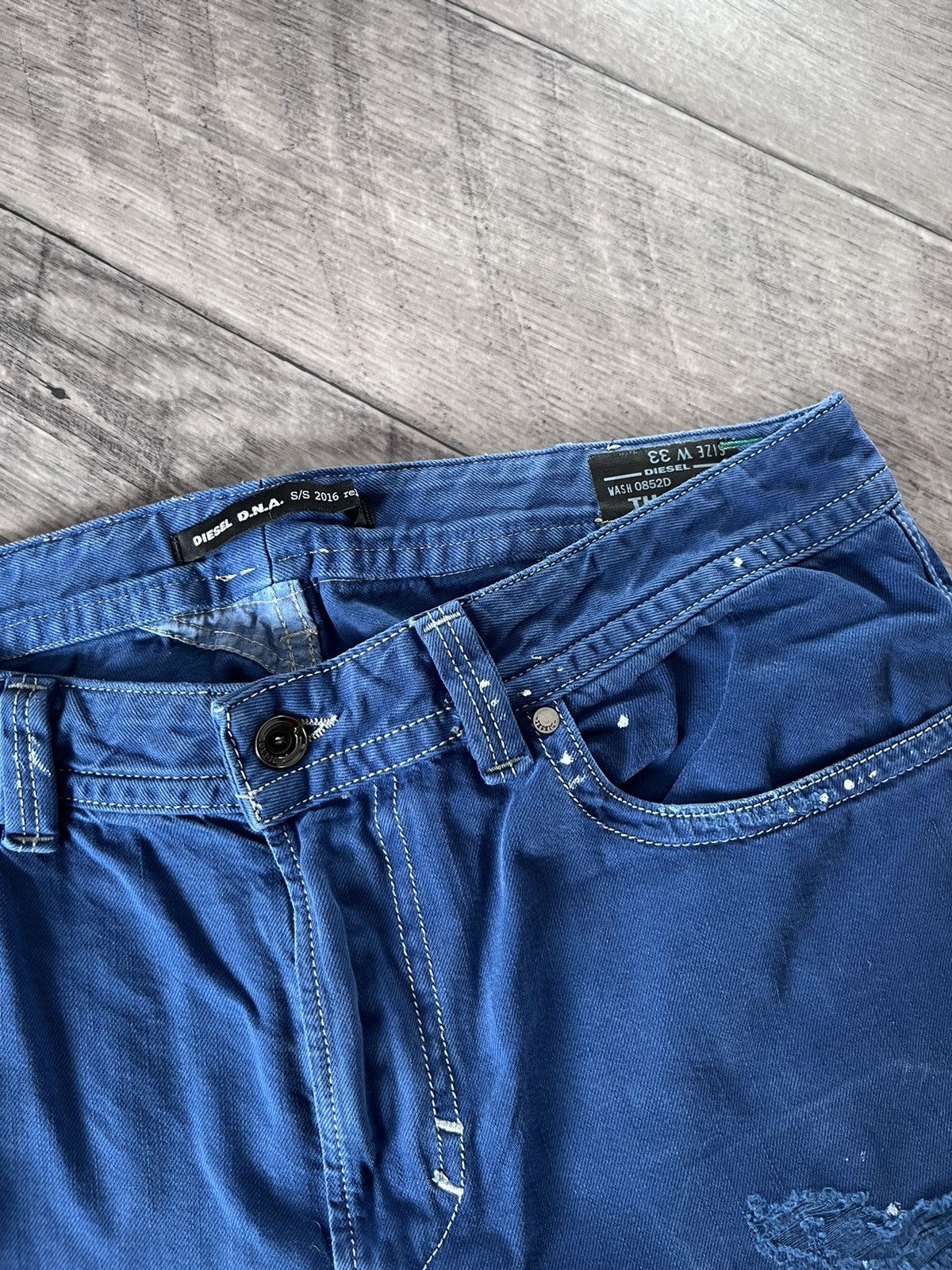 Diesel Rare Diesel D.N.A. S/S 2016 THAVAR Slim Skinny Painted Jeans Size US 33 - 10 Thumbnail