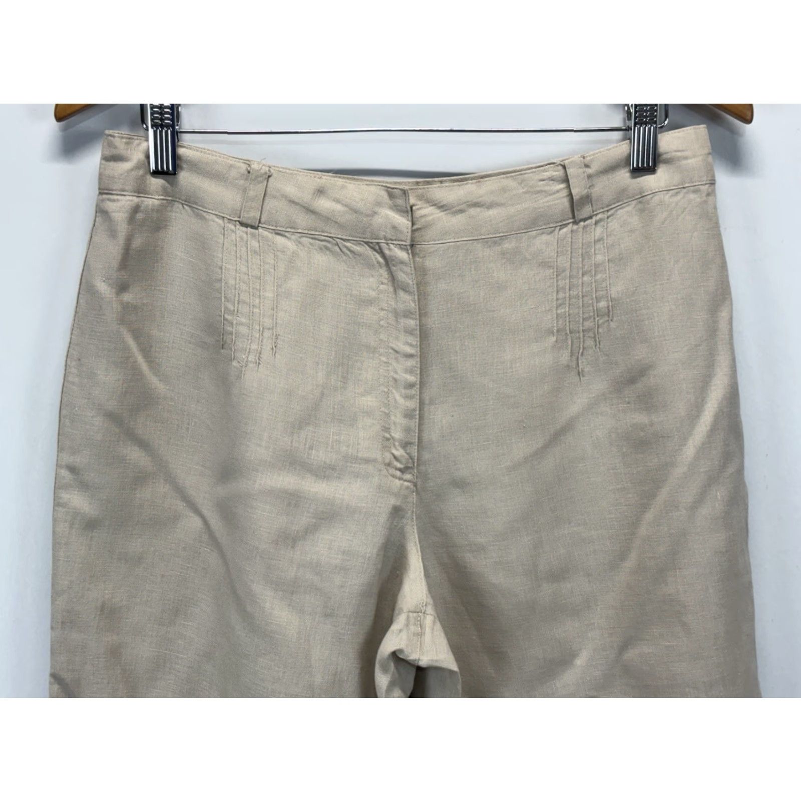 Vintage Ecologie Linen Culotte Pants Women’s Sz 10 Beige Wide Leg Lined 30x18 Coastal Size 32" / US 10 / IT 46 - 2 Thumbnail