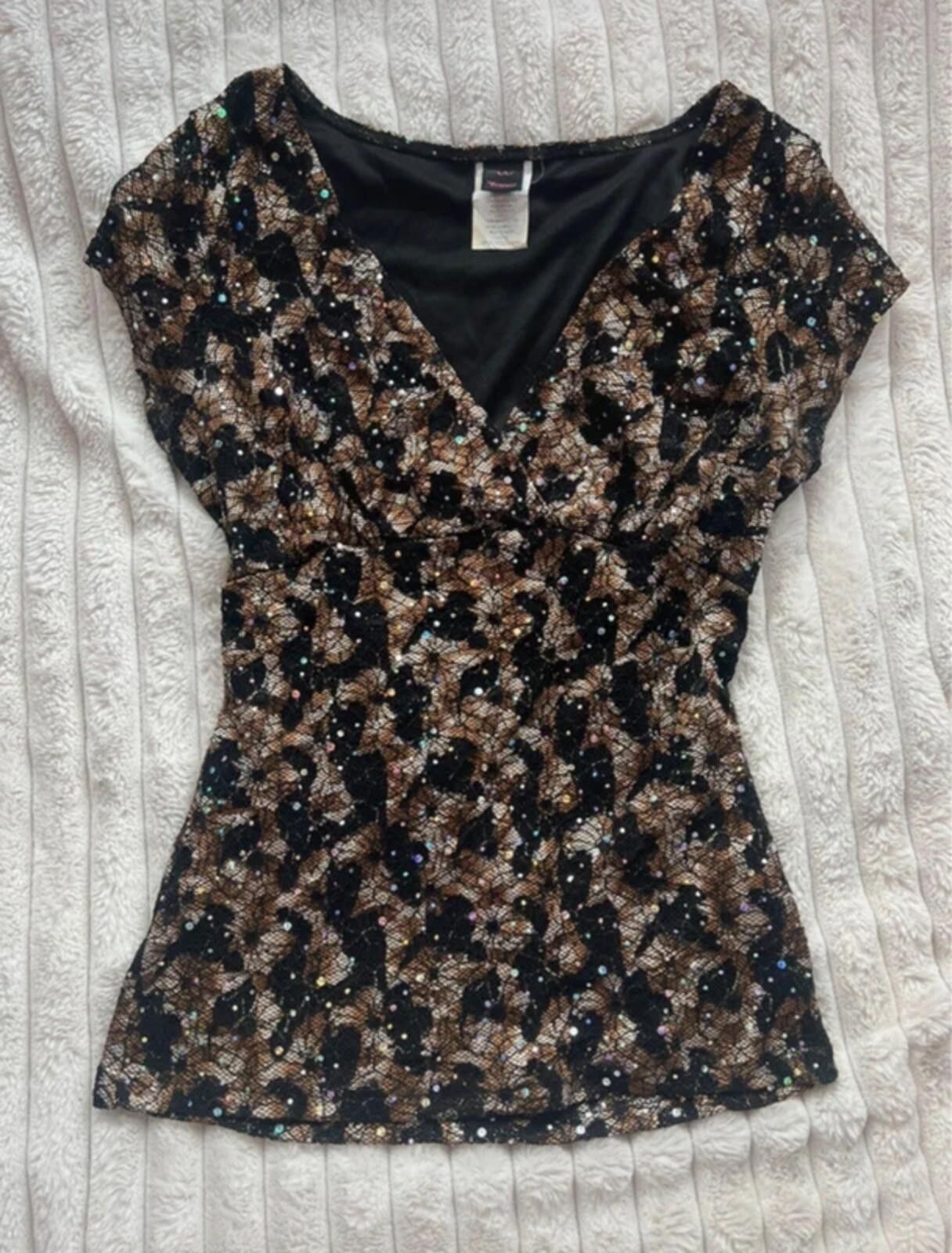 Other Vintage Wrapper Y2K Lace Sequin Top Size M / US 6-8 / IT 42-44 - 1 Thumbnail