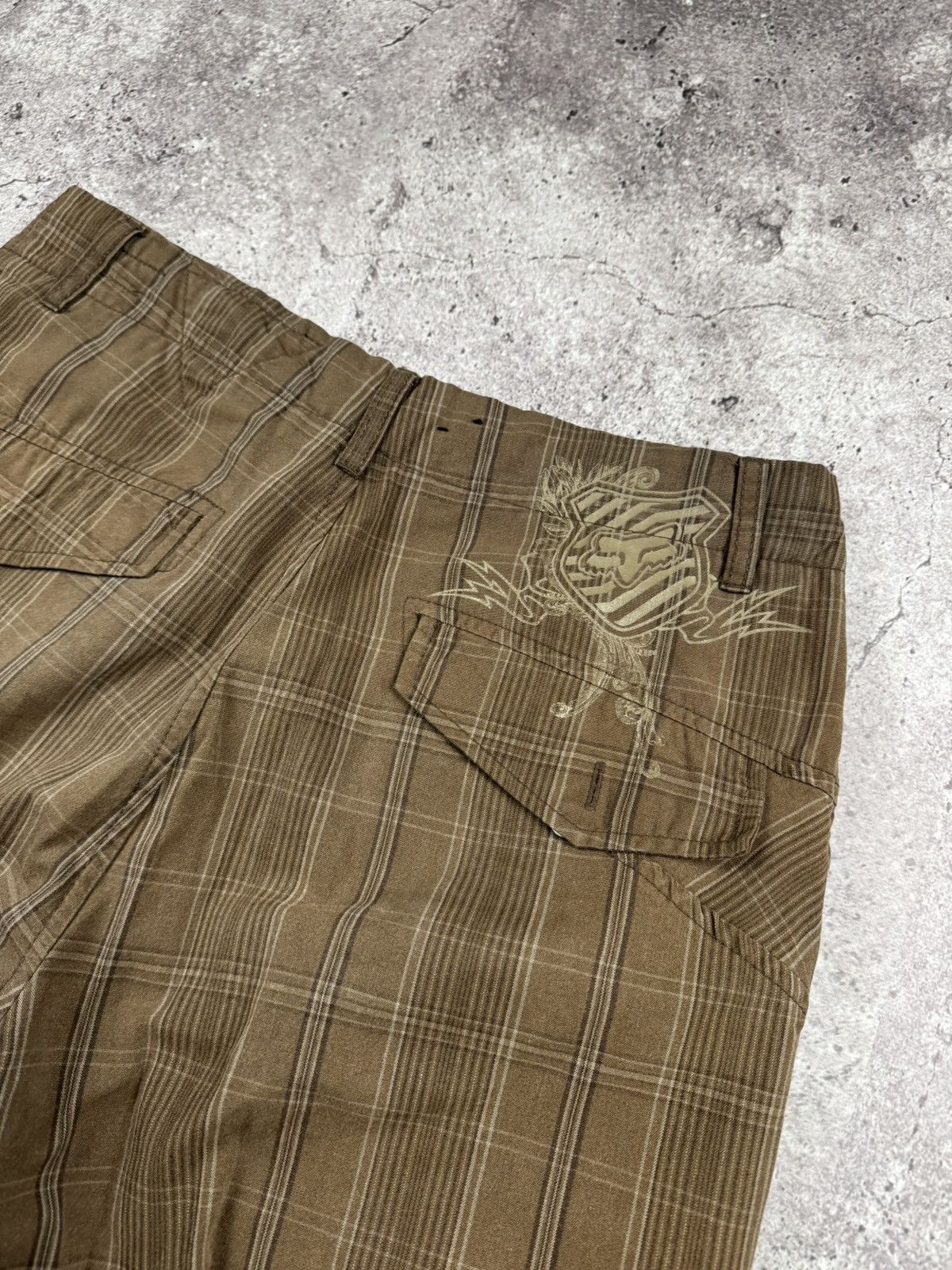Fox Racing Vintage 00s Y2K Fox Racing Motocross Browm Cargo Shorts Size US 32 / EU 48 - 2 Thumbnail