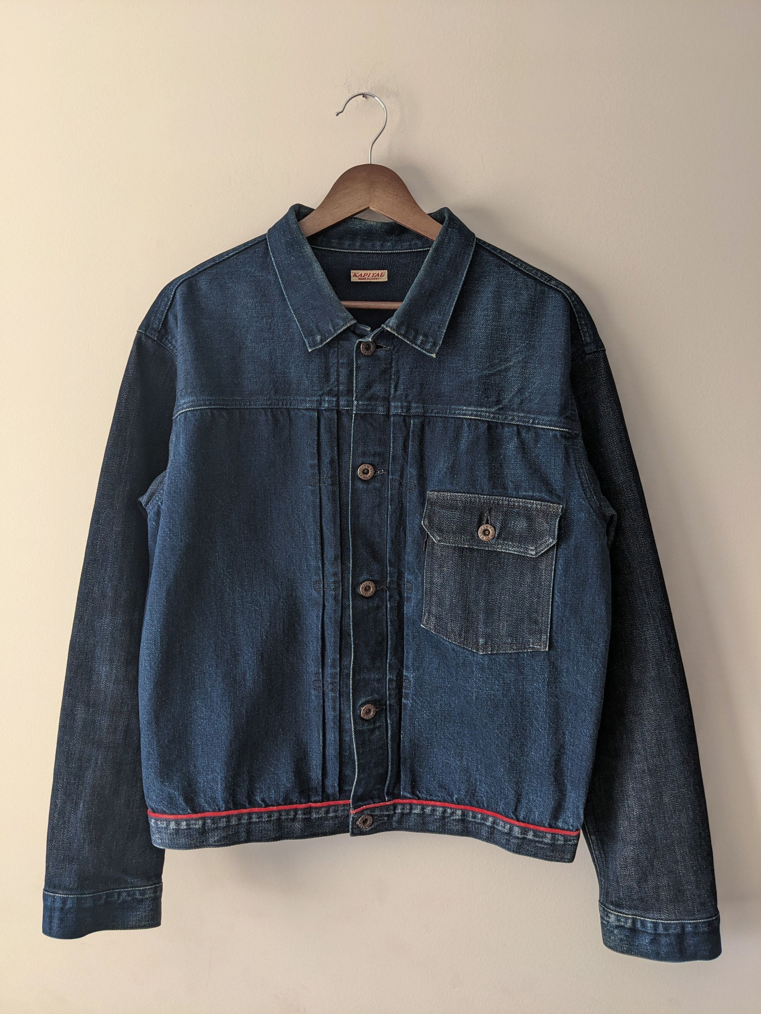 image of Kapital Idg Two Tone 1St Denim Jacket in Indigo, Men's (Size XL)