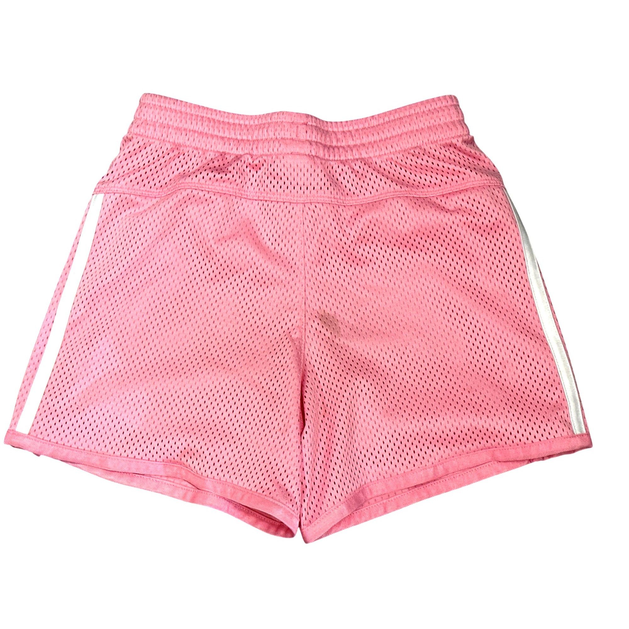 Adidas Adidas Athleticwear Pink Mesh Shorts White Stripes Pockets E Size 22" - 4 Thumbnail