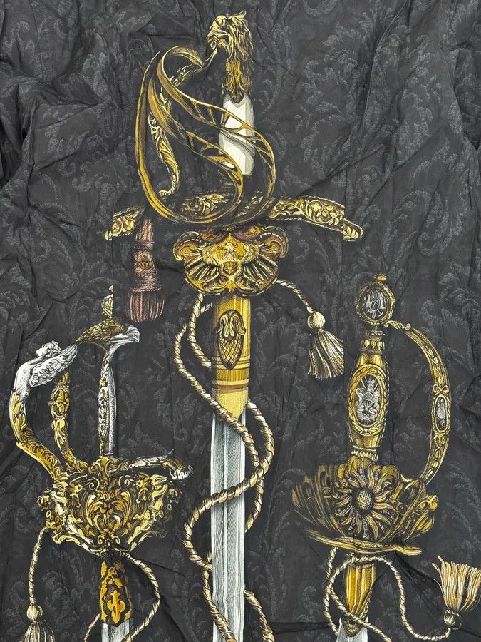 Dolce & Gabbana AW2017 Dolce & Gabbana Navy & Black Baroque Swords Shirt Size US M / EU 48-50 / 2 - 11 Thumbnail