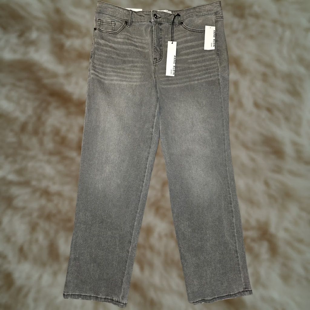 Anne Klein Anne Klein Jeans Women's 16 NWT High Rise Straight Denim 5-Pocket City Preppy Logo Black Size 38" / US 16 / IT 52 - 1 Thumbnail