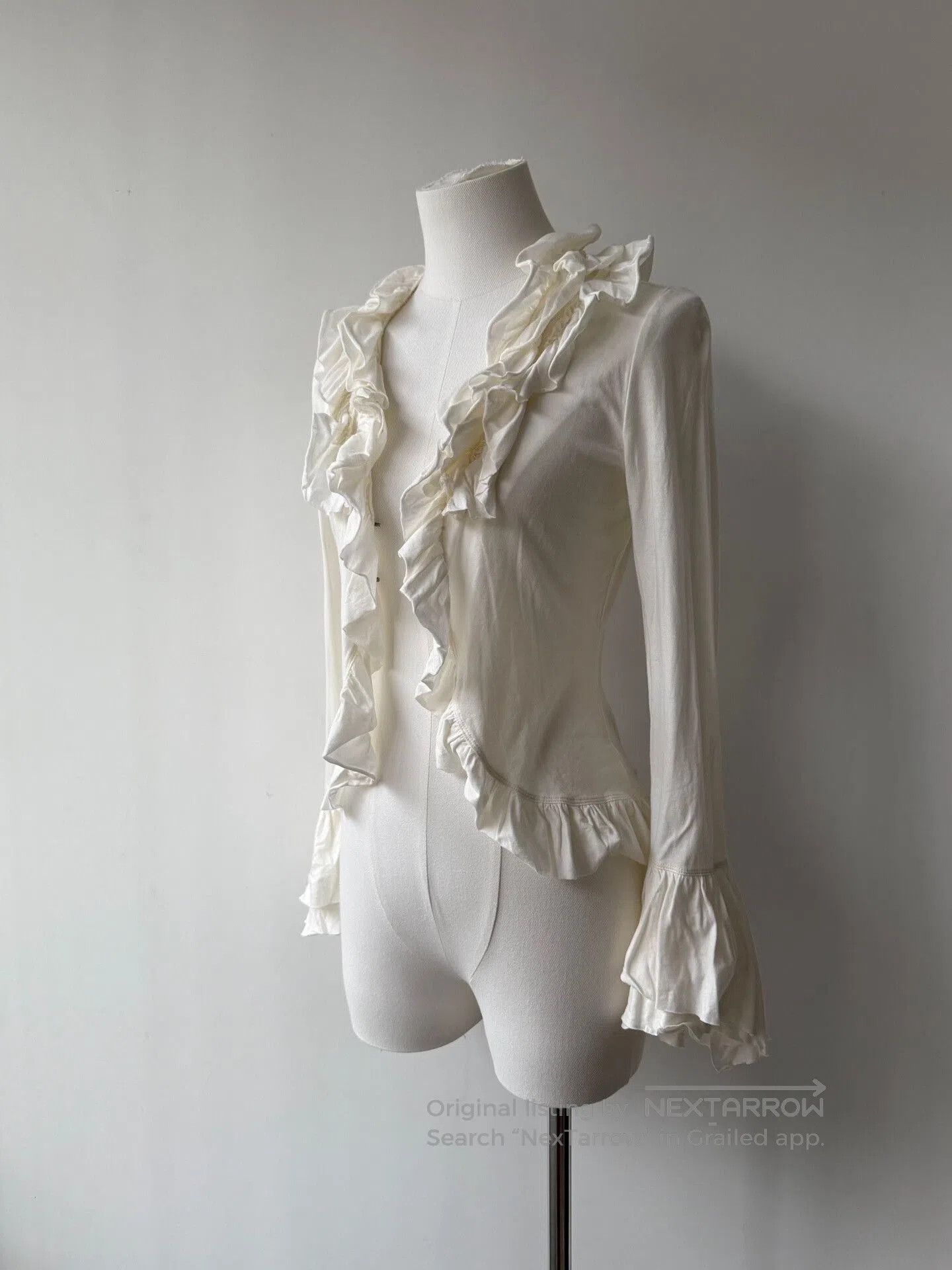 Jean Paul Gaultier Jean Paul Gaultier Ruffled Cream Top. Size XS / US 0-2 / IT 36-38 - 6 Thumbnail