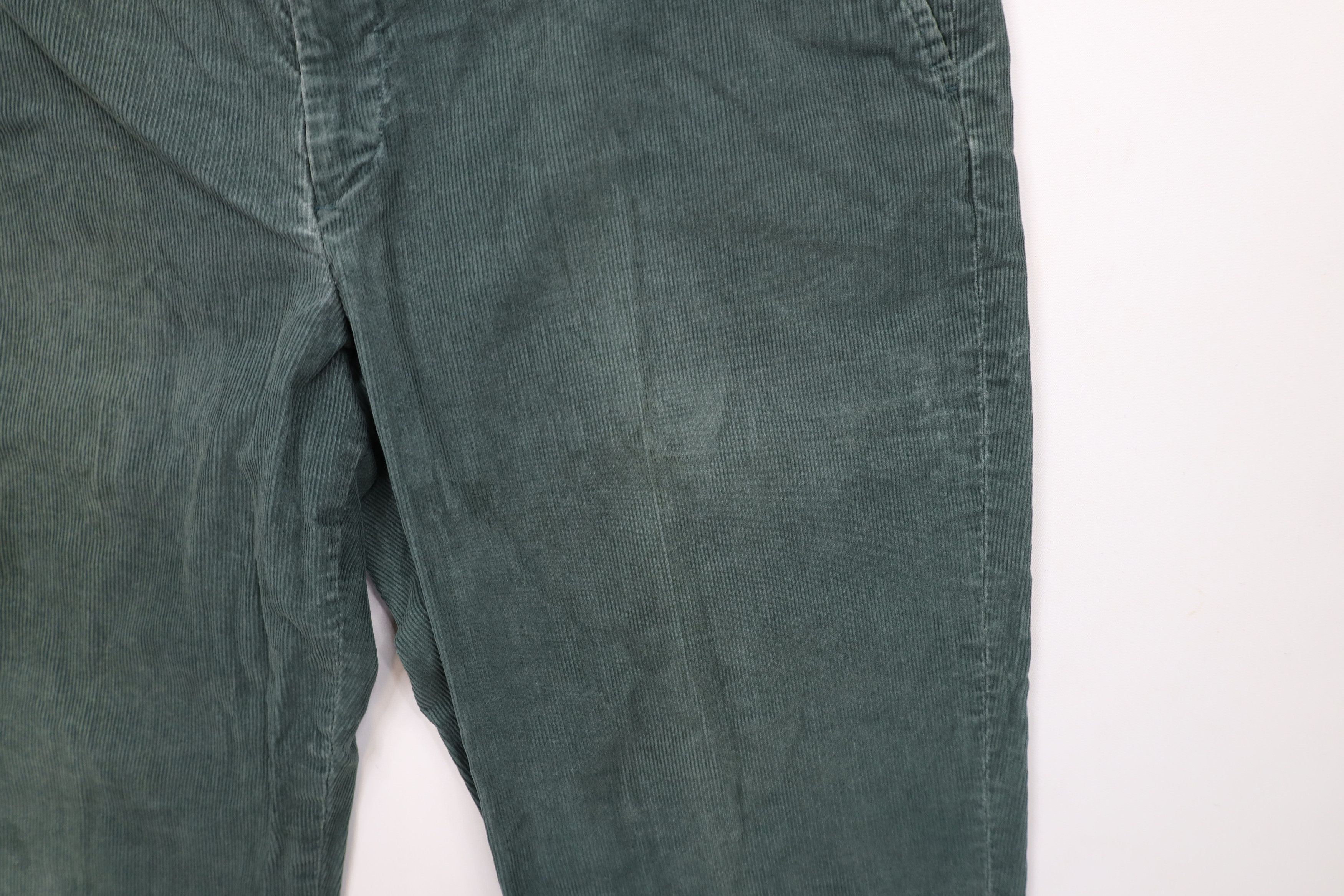 Lands' End × Vintage Vintage 90s Lands End Wide Leg Corduroy Chino Pants Green Size US 36 / EU 52 - 7 Thumbnail
