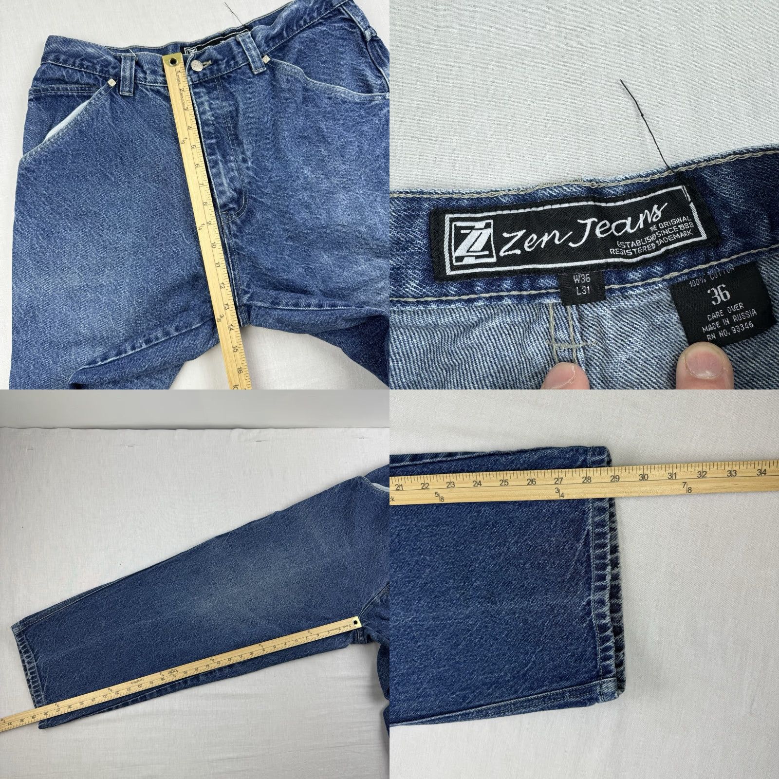 Vintage VINTAGE Zen Jeans Adults 36x29 Blue Denim Wide-Leg Grunge Hip Hop 90s Punk Y2K Mens Zip Closure Size US 36 / EU 52 - 8 Thumbnail
