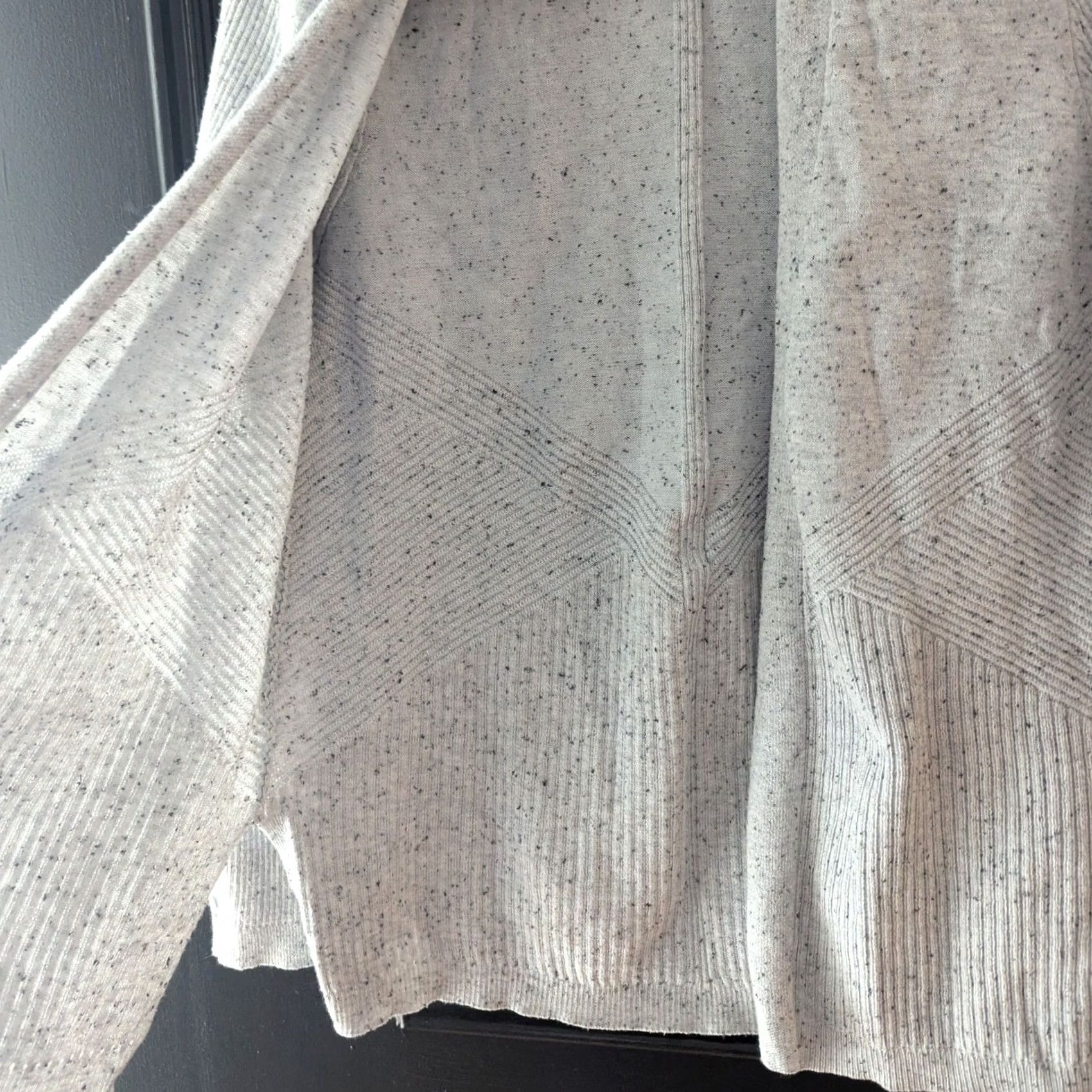 Vintage Verve Ami Speckled Knit Open Front Cardigan Sweater Light Gray Womens M Chevron Size M / US 6-8 / IT 42-44 - 3 Thumbnail