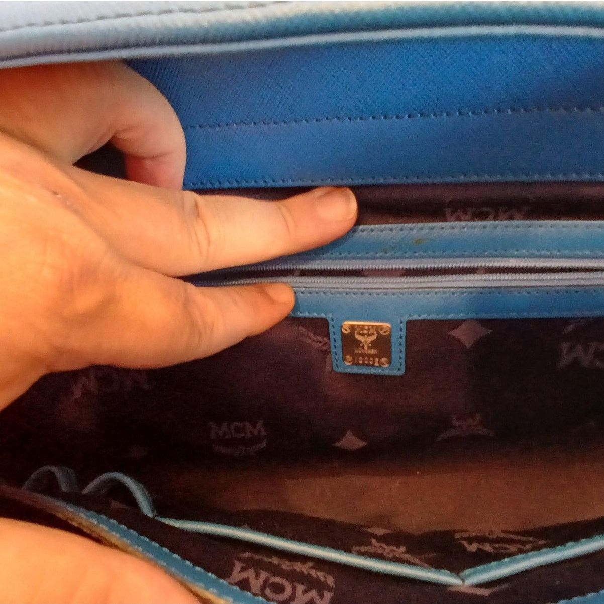 MCM MCM Saffiano Leather Handbag Two-Tone Blue Size ONE SIZE - 13 Thumbnail
