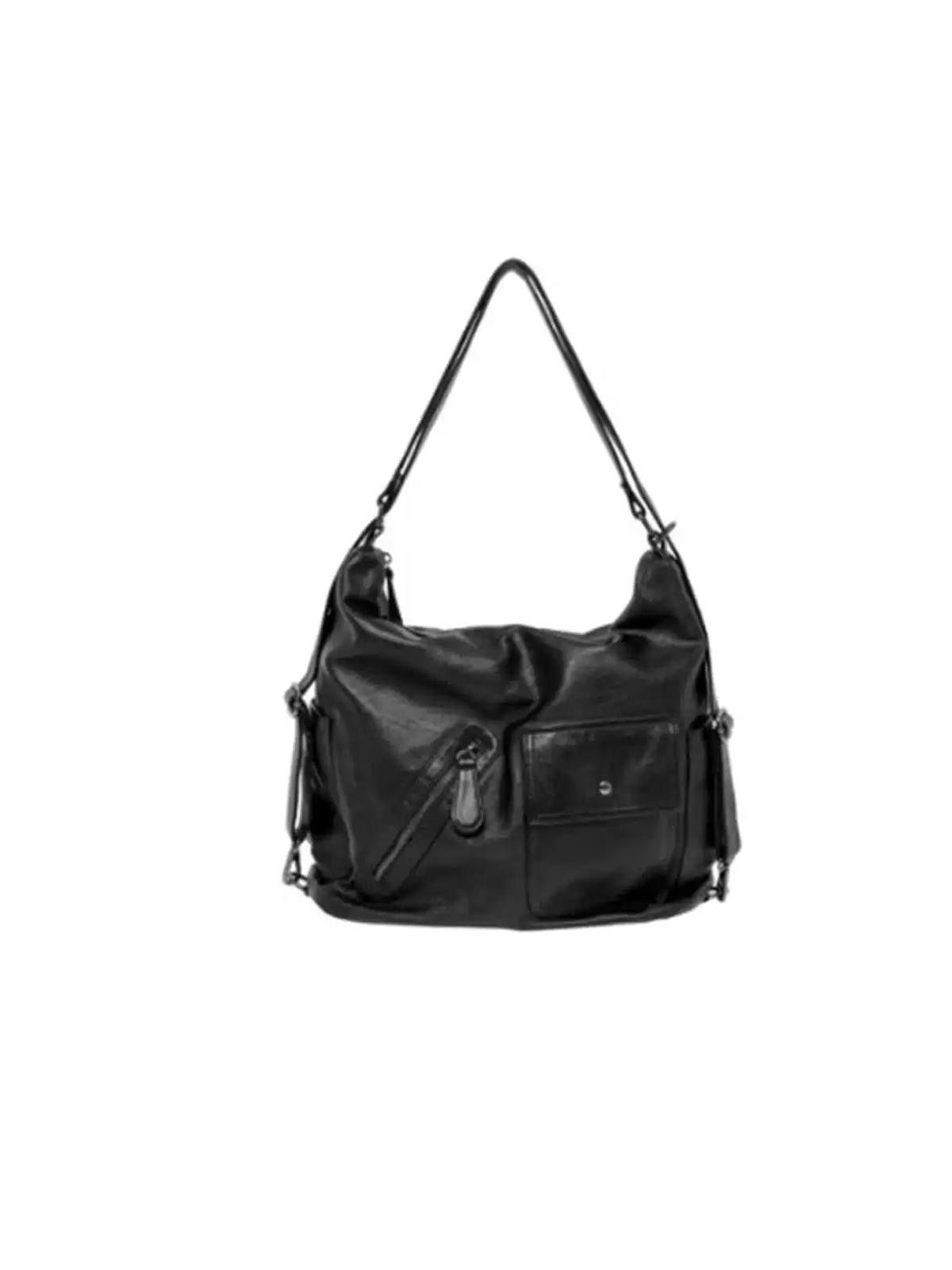 Leather Black Large Leather Shoulder Bag, Casual Tote Bag Size ONE SIZE - 5 Thumbnail