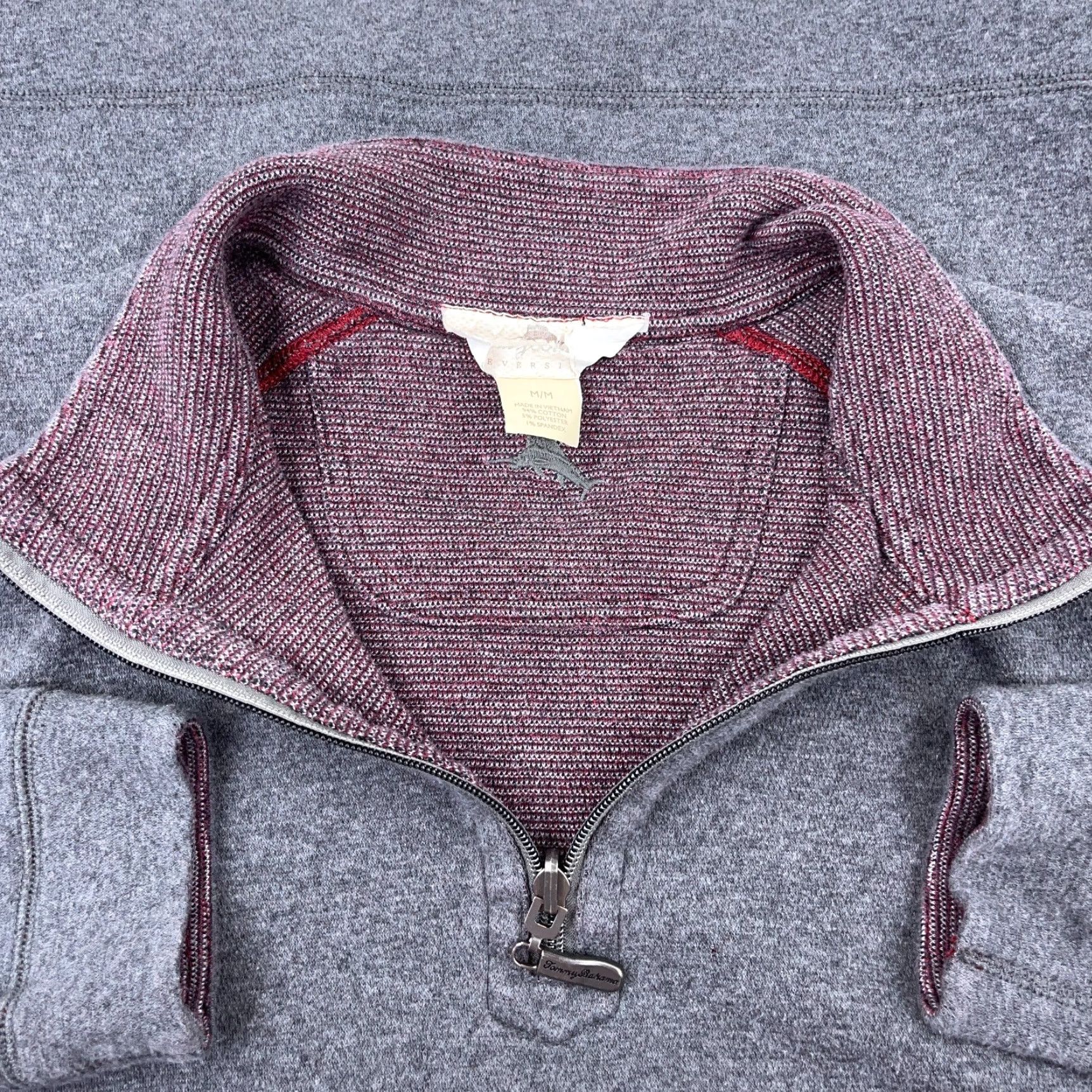 Tommy Bahama VINTAGE Tommy Bahama Sweater Shirt Men M Gray Red Reversible Quarter Zip Marlin 4-Season Casual Mens Size US M / EU 48-50 / 2 - 3 Thumbnail