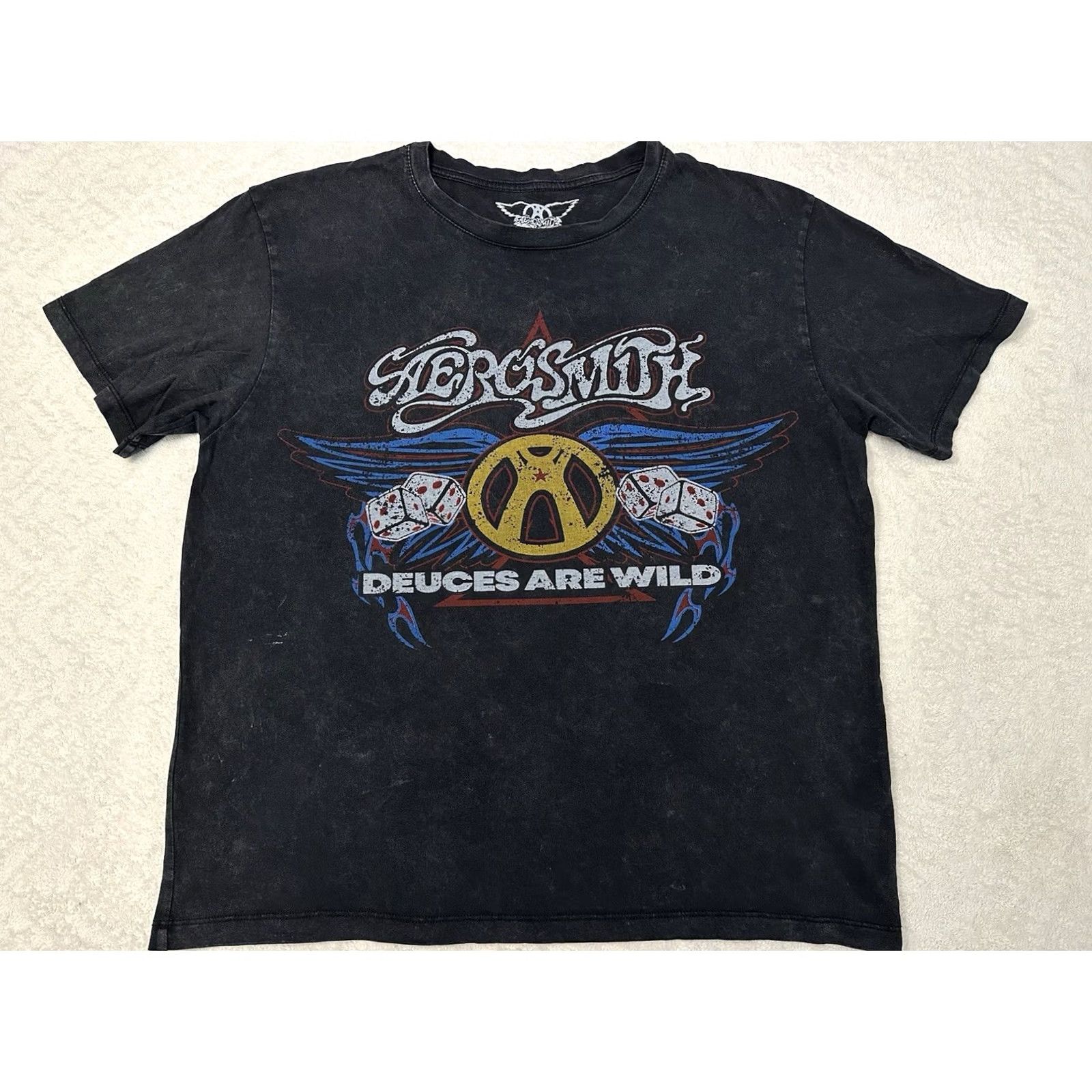 Vintage Aerosmith T-Shirt Mens S Black 2000s Y2K Deuces Are Wild Promo Music Band Rock Star, Men's — image 3 of 6