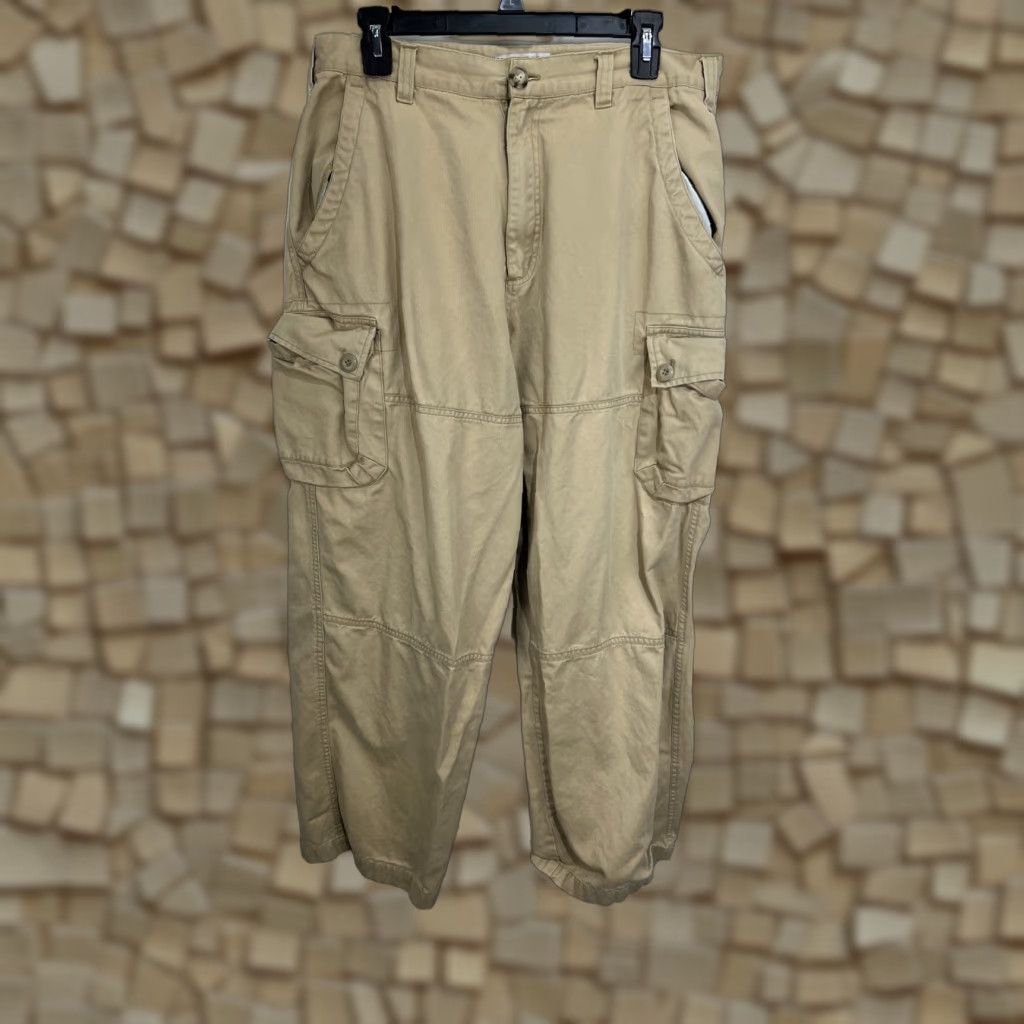 Vintage Emergency Exit Cargo Pants Mens 34 Khaki Canvas Cargo Pocket Baggy Y2K Outdoor 30 Inseam Straight Leg Pants 34x30 Size US 34 / EU 50 - 1 Thumbnail