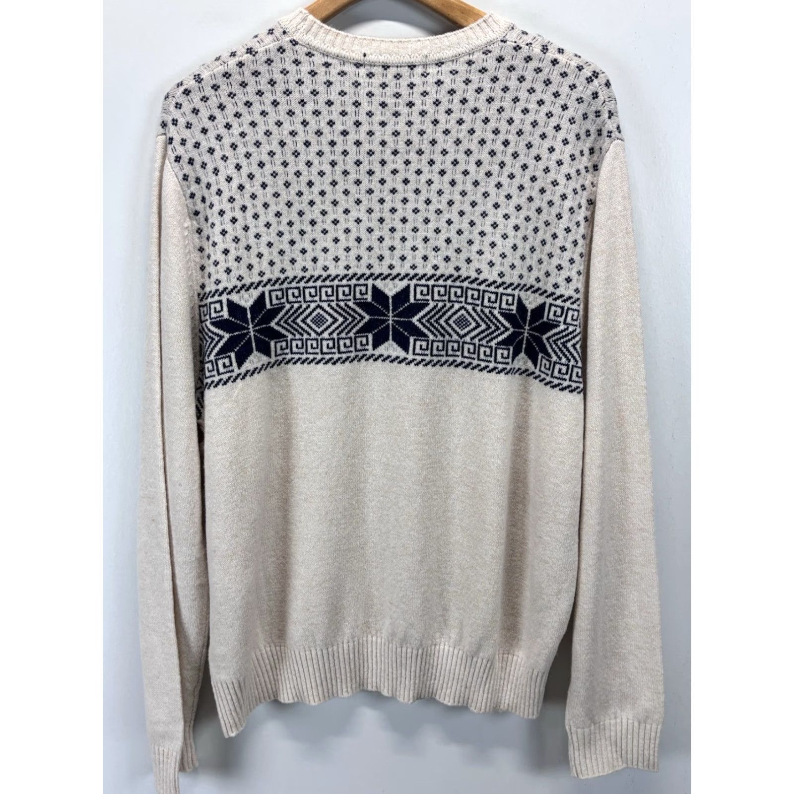 Croft & Barrow VINTAGE Croft & Barrow Lambswool Blend Sweater X-Large Ivory Fair Isle Pullover Mens Ski Size US XL / EU 56 / 4 - 3 Thumbnail