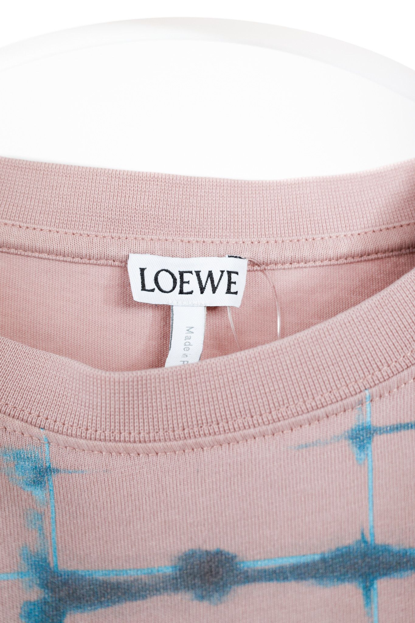 Loewe Loewe Logo Check Print Pink Short-Sleeve Cotton T-Shirt Size M / US 6-8 / IT 42-44 - 4 Thumbnail