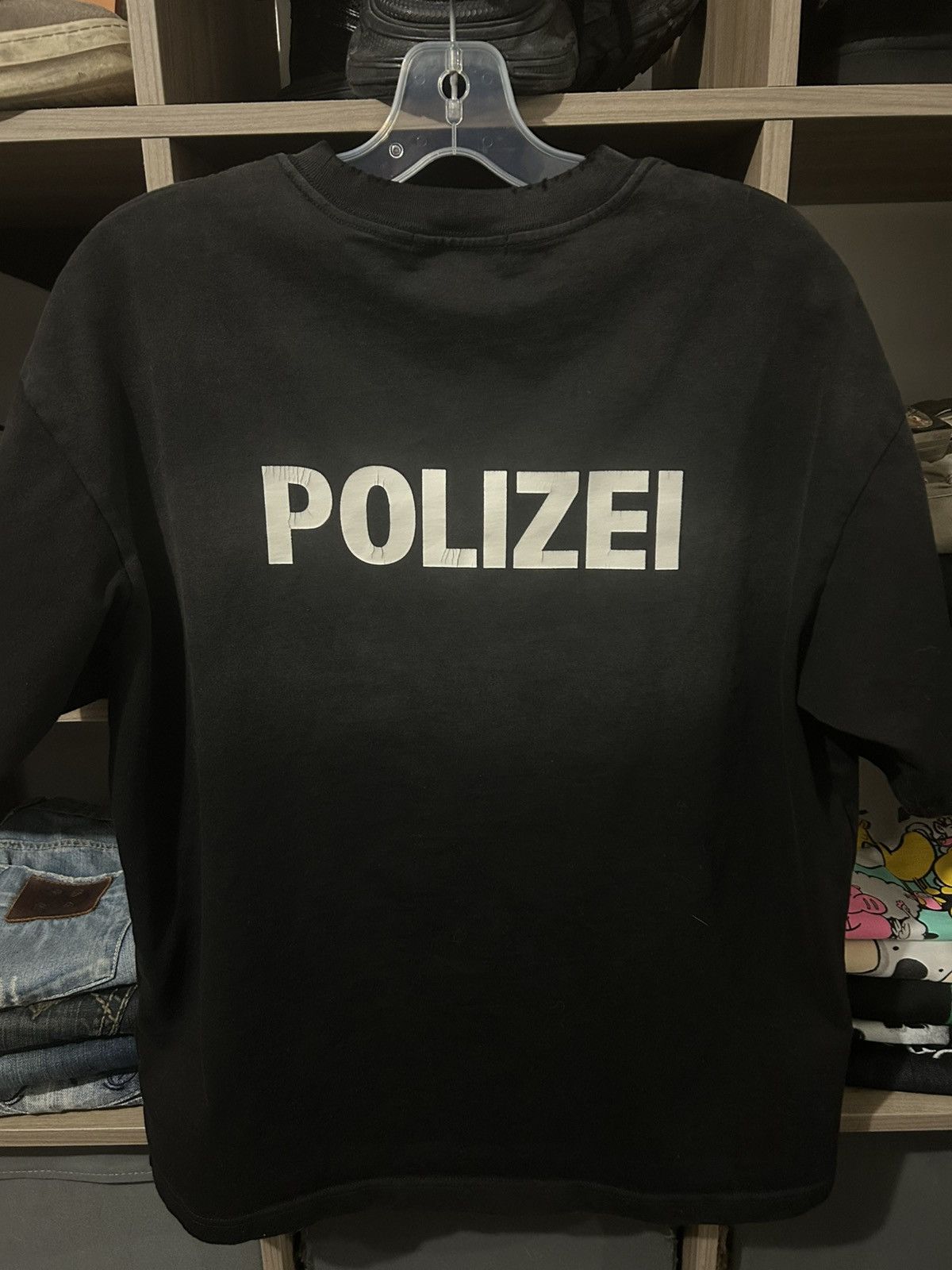 Crazy Vintage Distressed Faded Polizei Vetements Style Shirt