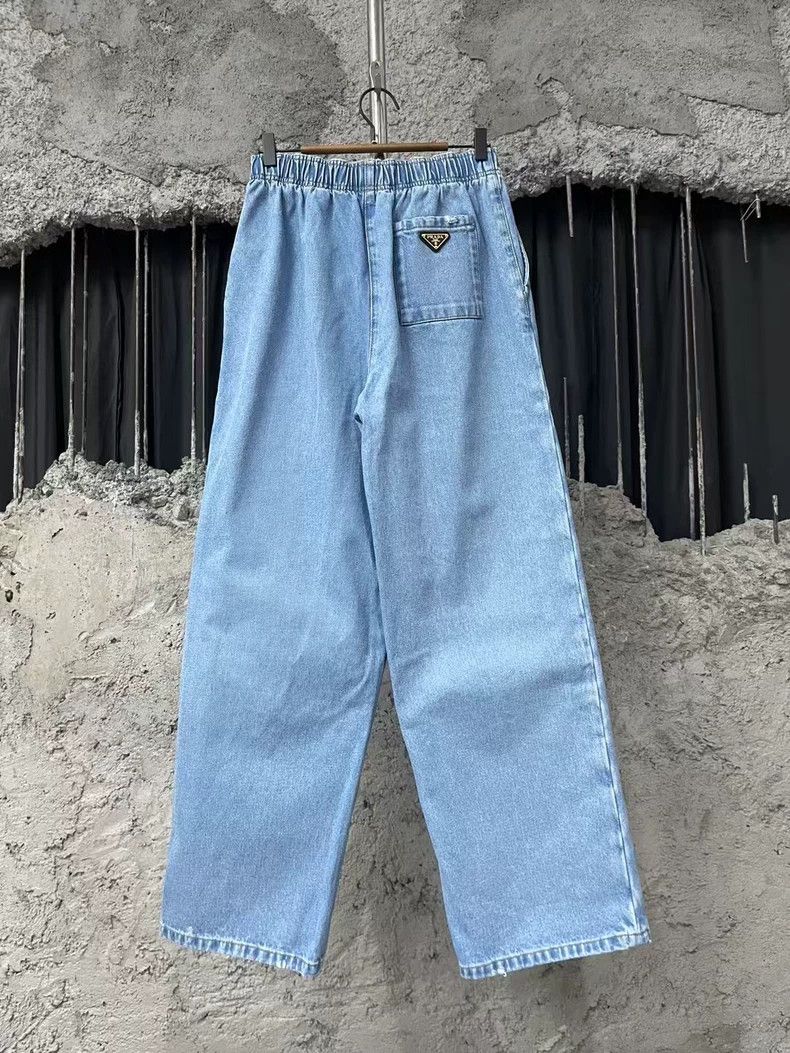 Prada Prada Size 25 Washed light blue metallic triangle jeans siz Size US 26 / EU 42 - 1 Thumbnail