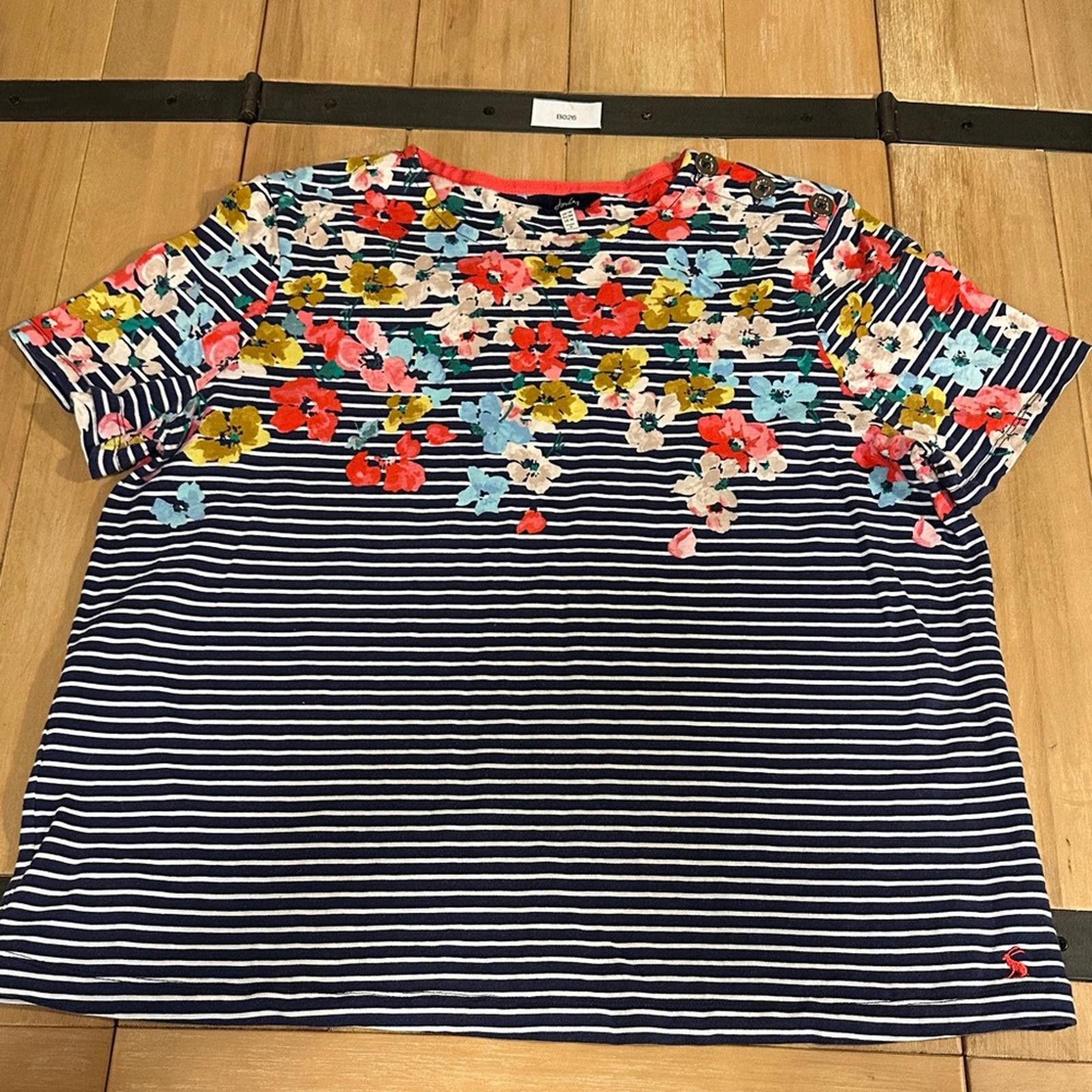 Other Joules SS Harbor Striped Floral T Size 14 Navy 100% Cotton Size XL / US 12-14 / IT 48-50 - 1 Thumbnail