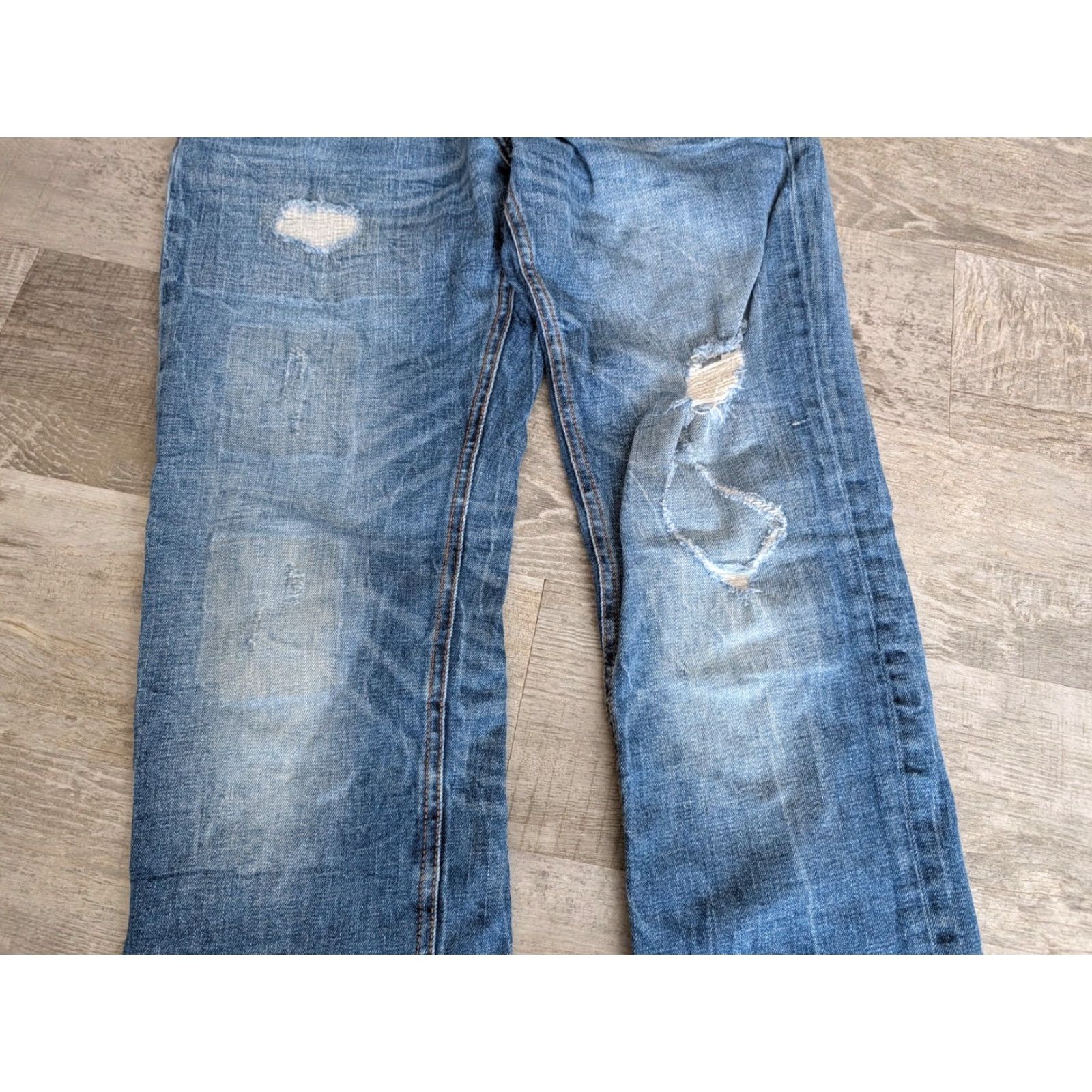 Vintage Stone Refinery The Otis Jeans Mens 33 x 34 Straight Distressed Blue Cotton Spandex Regular Denim 5-Pocket Adapted Vintage No Size US 33 - 3 Thumbnail