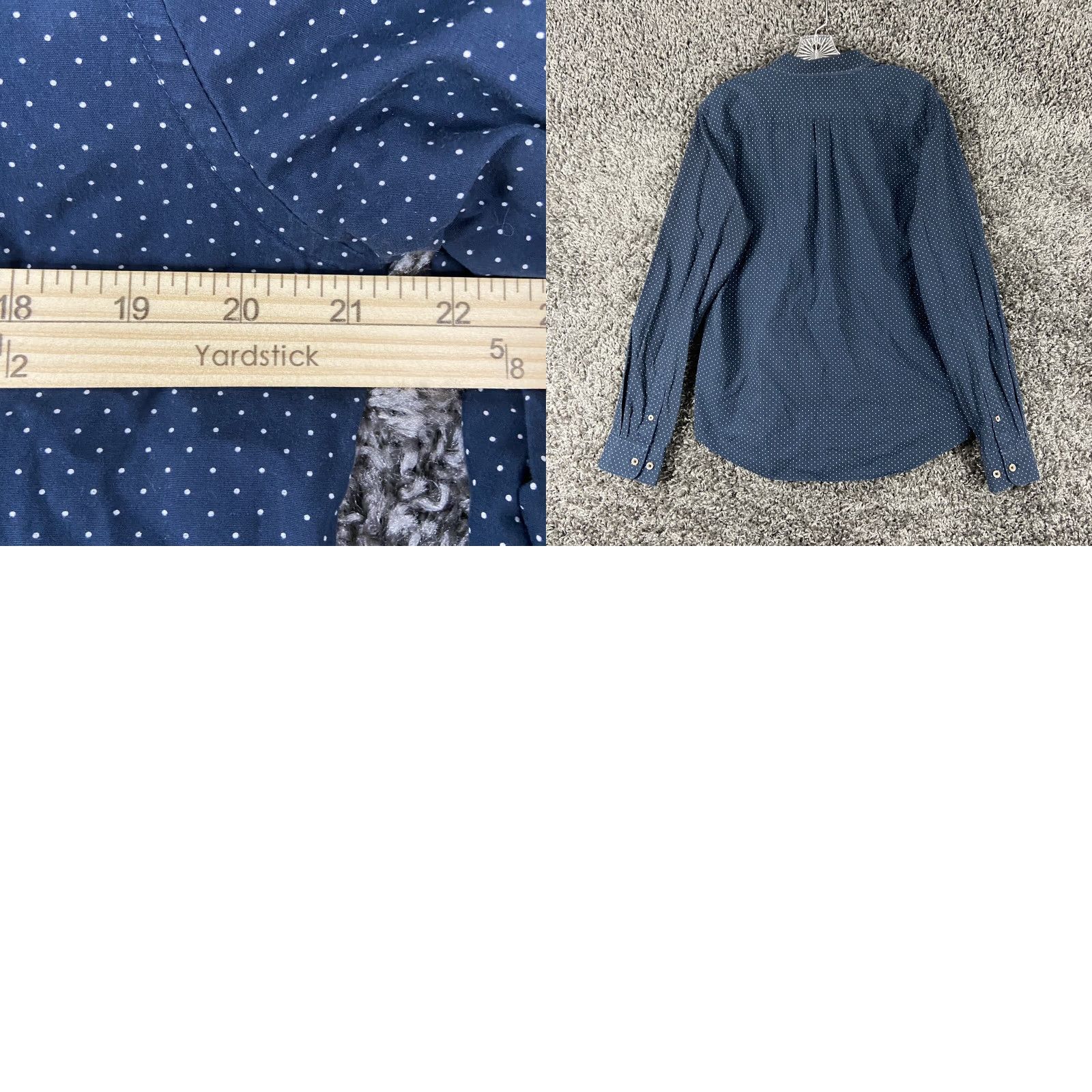 Denime DENIM & FLOWER Men's Button Up Shirt, Polka Dot, Long Sleeve, Size M, Blue, Floral Theme Size US M / EU 48-50 / 2 - 8 Thumbnail