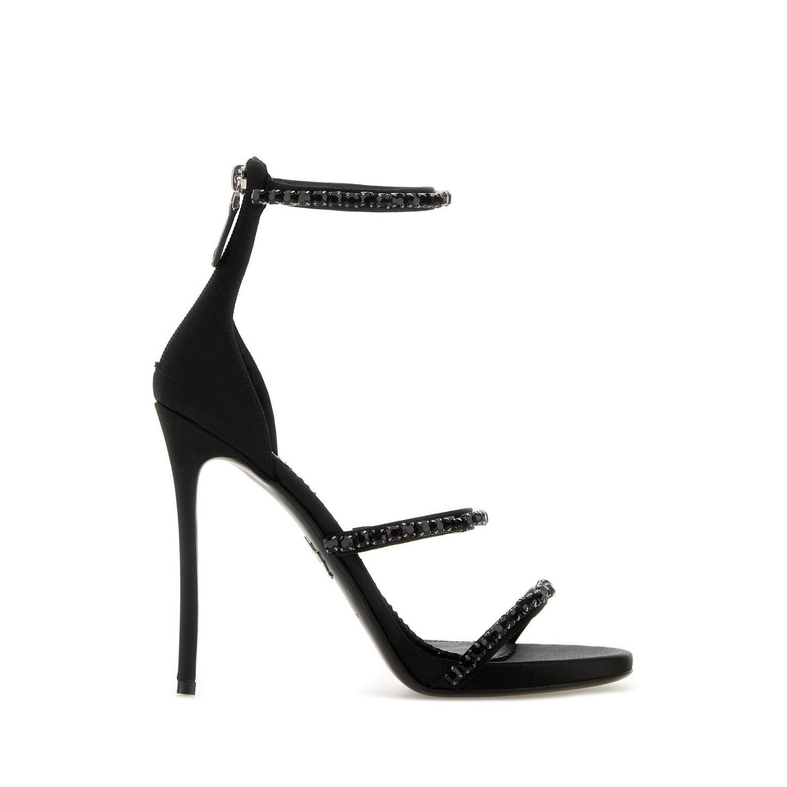 Dsquared2 DSQUARED Black Satin 110mm Heel Sandals New & Authentic (Wom Size US 9 / IT 39 - 1 Thumbnail